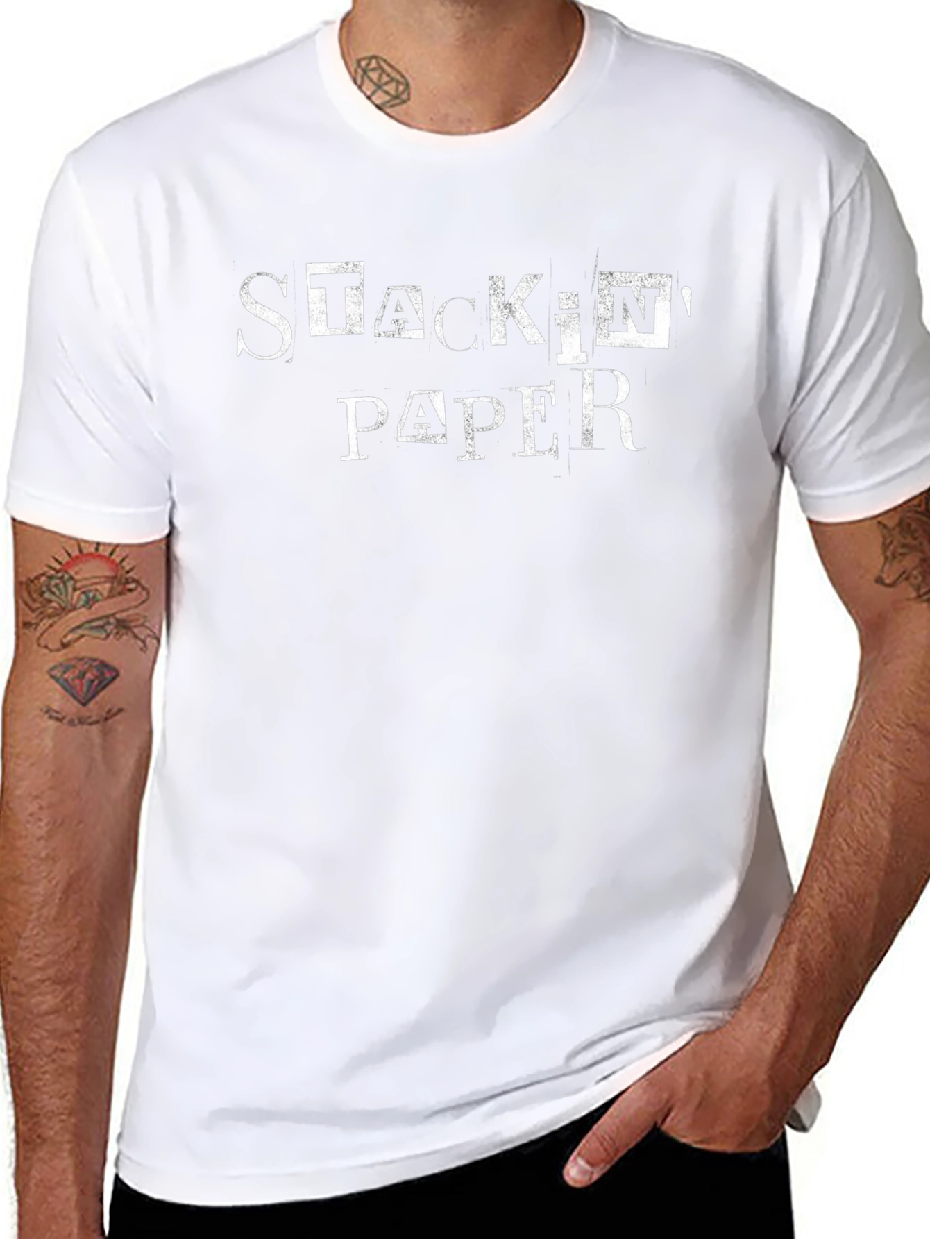 Stackin Paper Graphic Tee - Black Cotton Blend