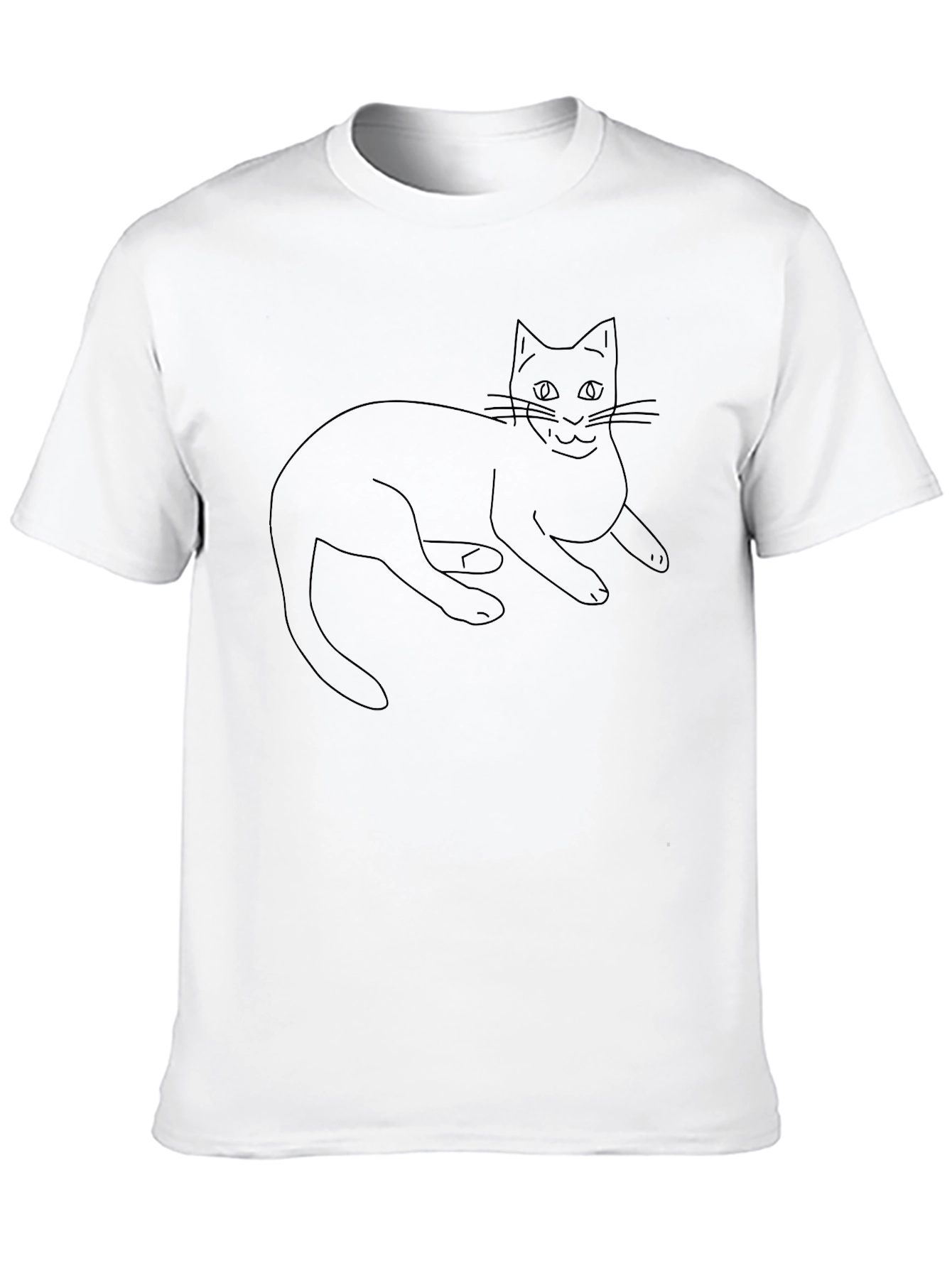 Cool Cat Outline Black T-Shirt
