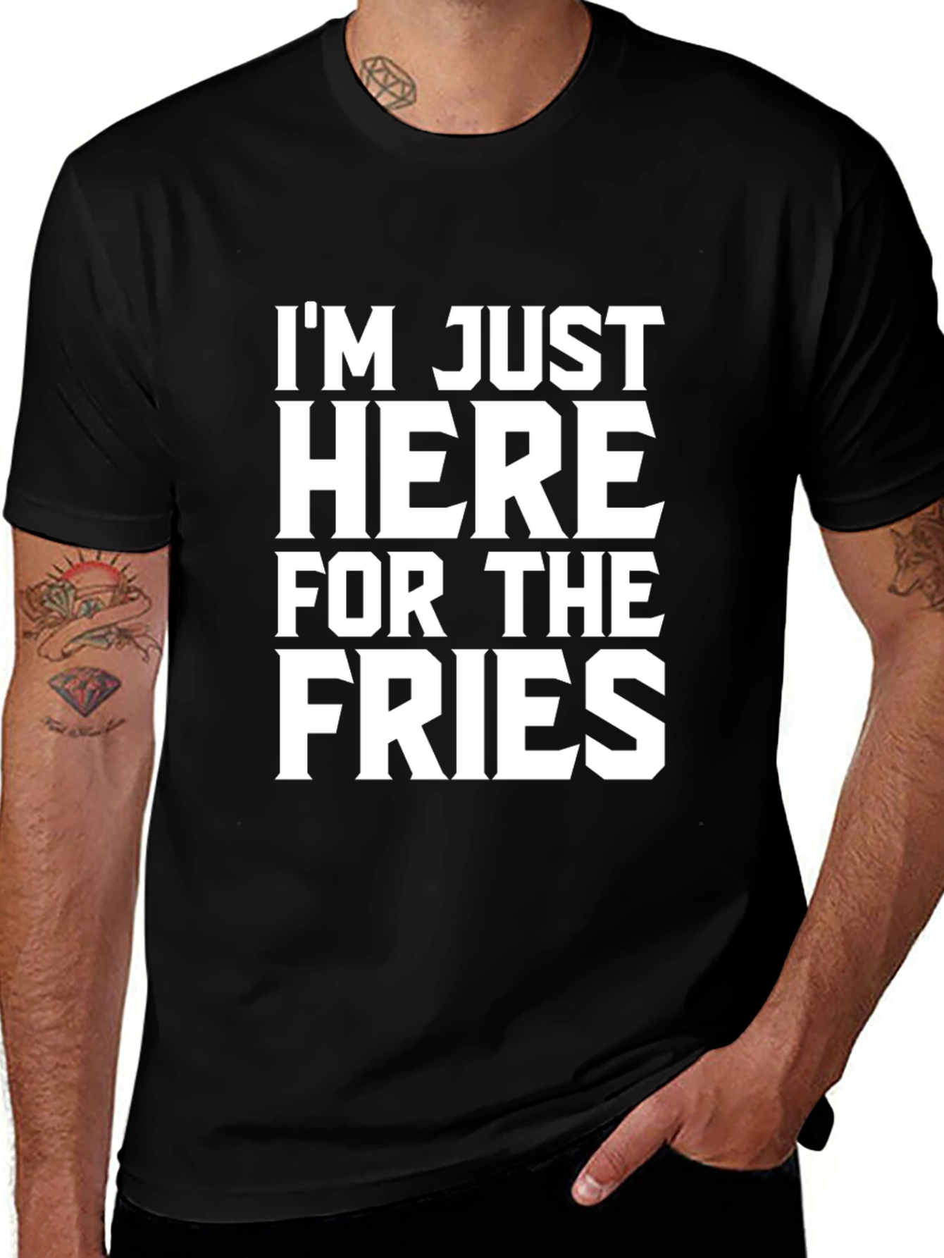 Im Just Here For The Fries Black Tee