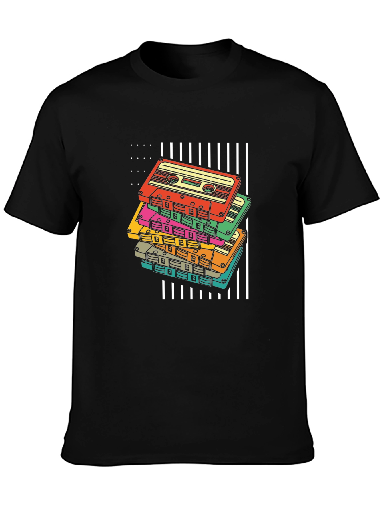 Retro Cassette Tape Stack Graphic Tee