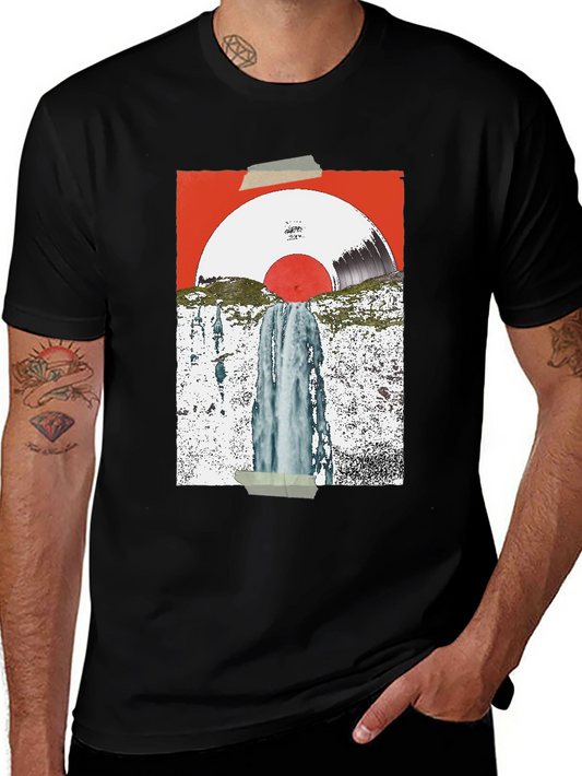 Abstract Vinyl Record Waterfall Graphic Tee