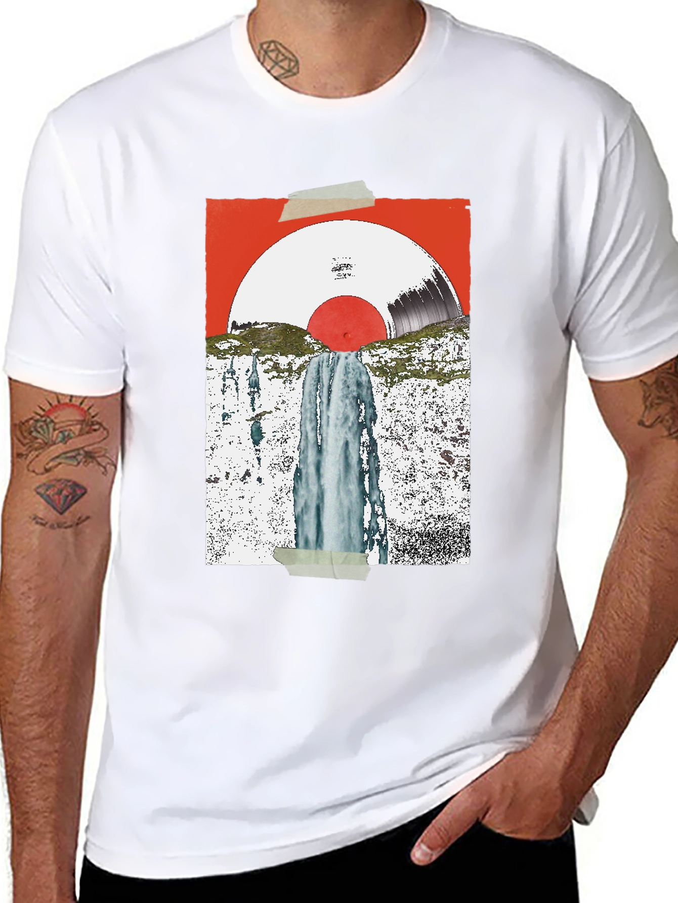 Abstract Vinyl Record Waterfall Graphic Tee