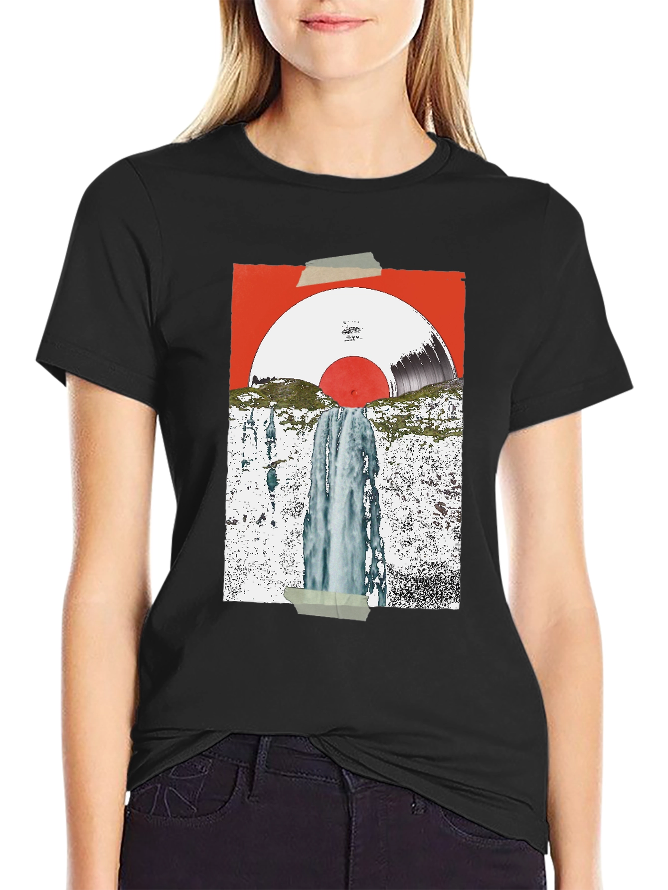 Abstract Vinyl Record Waterfall Graphic Tee