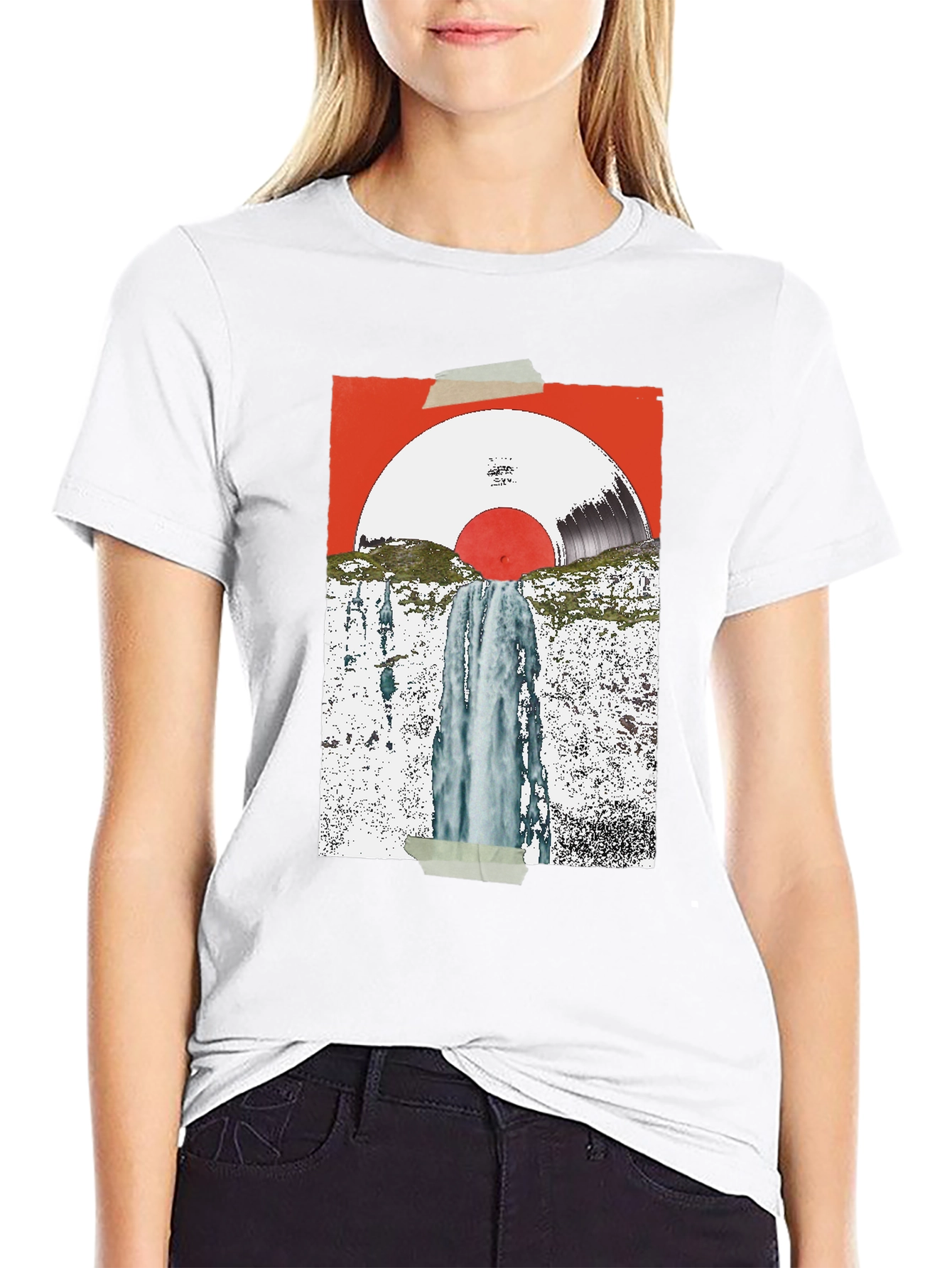 Abstract Vinyl Record Waterfall Graphic Tee