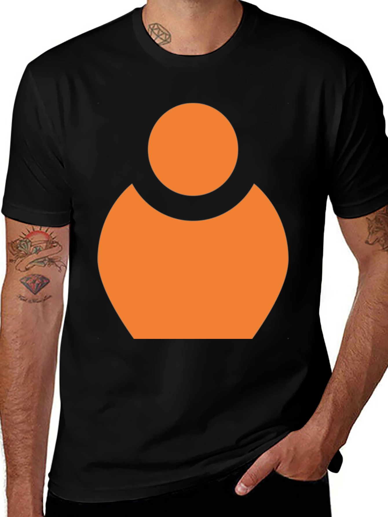 Abstract Orange Person Icon Black T-Shirt