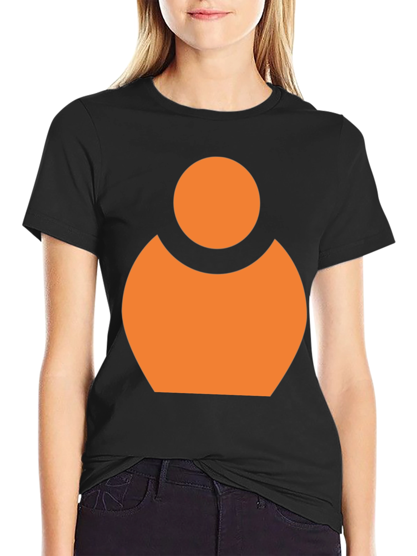 Abstract Orange Person Icon Black T-Shirt