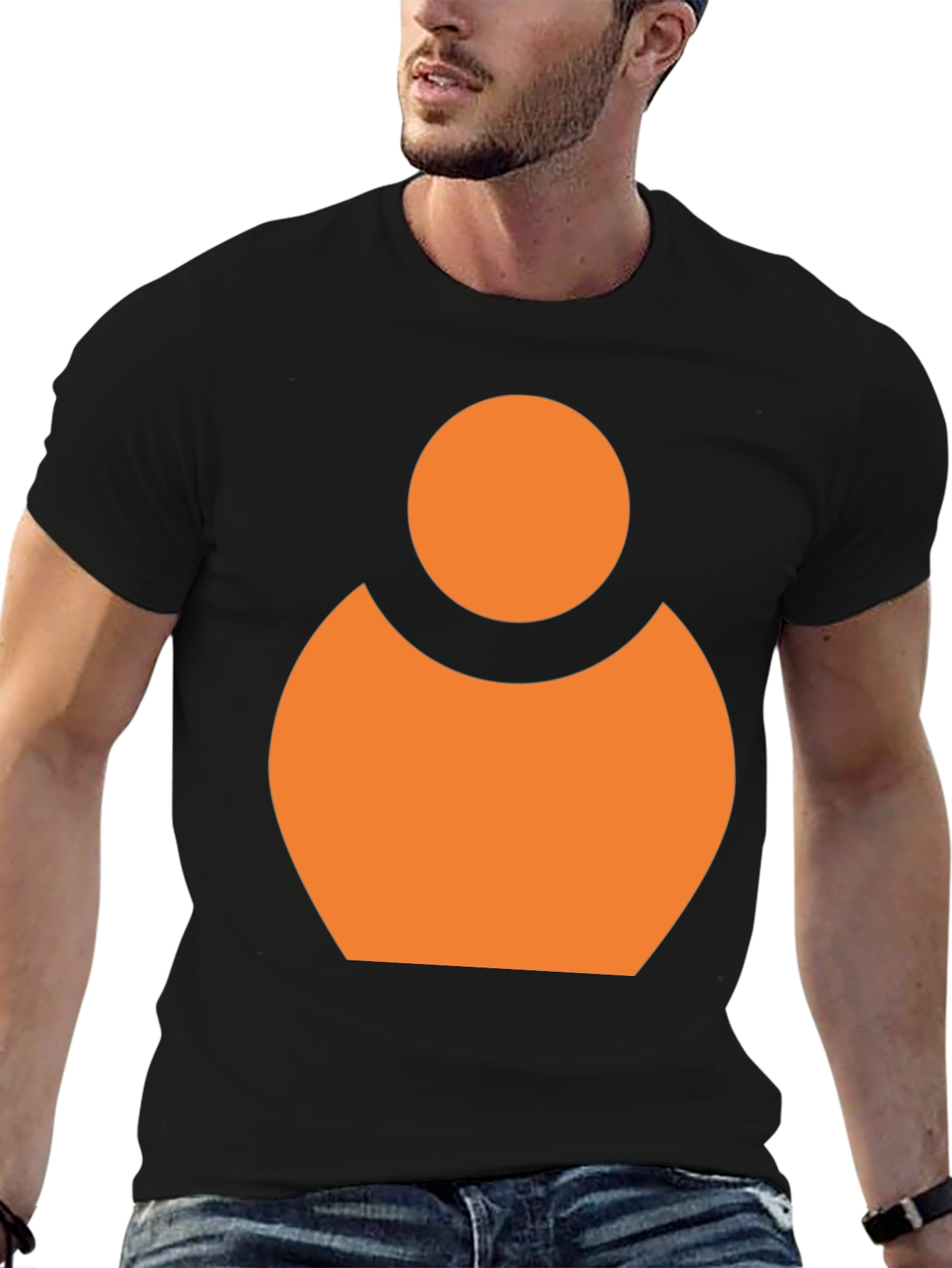 Abstract Orange Person Icon Black T-Shirt