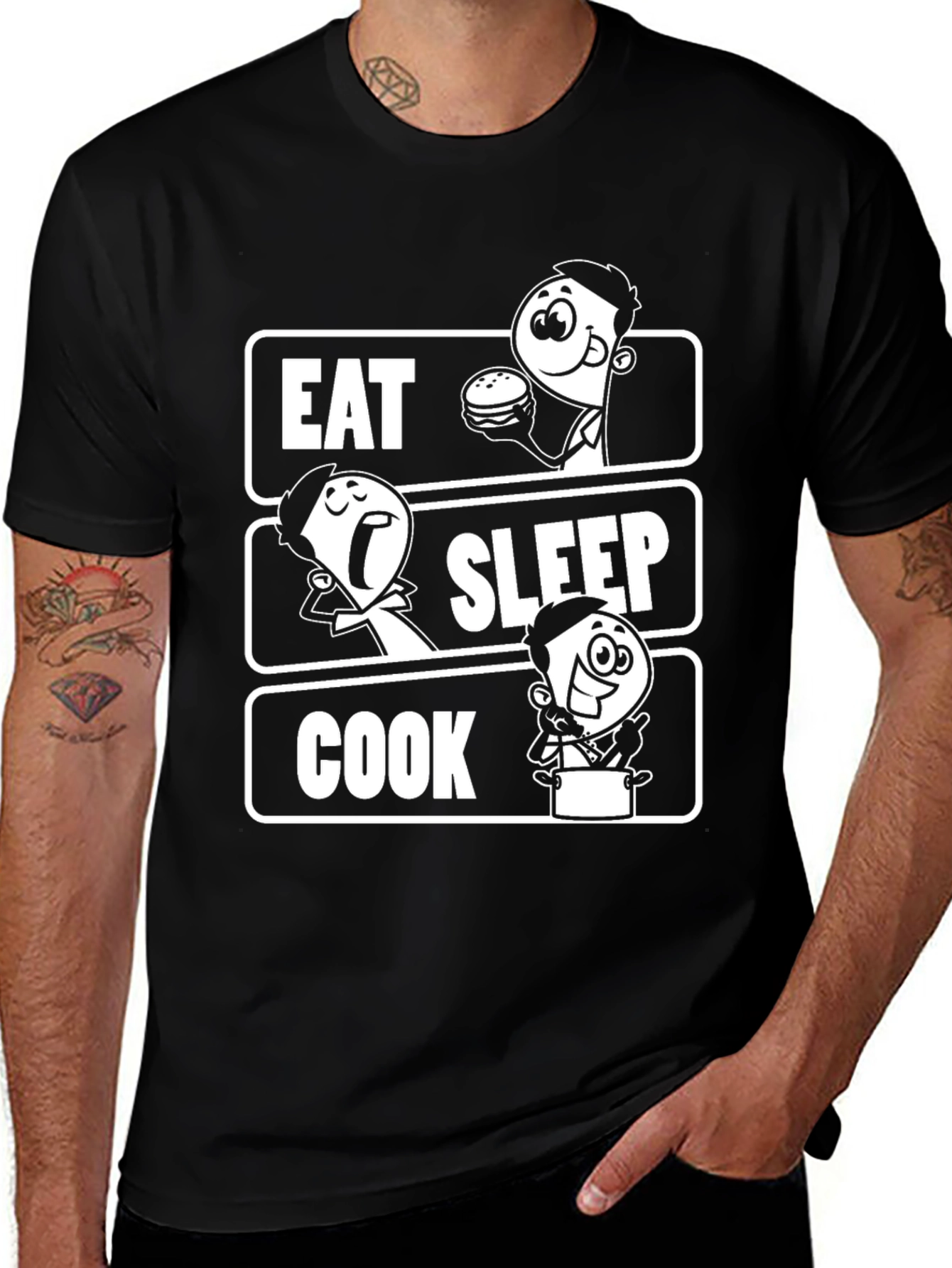 Eat Sleep Cook Graphic Tee - Chefs Humor