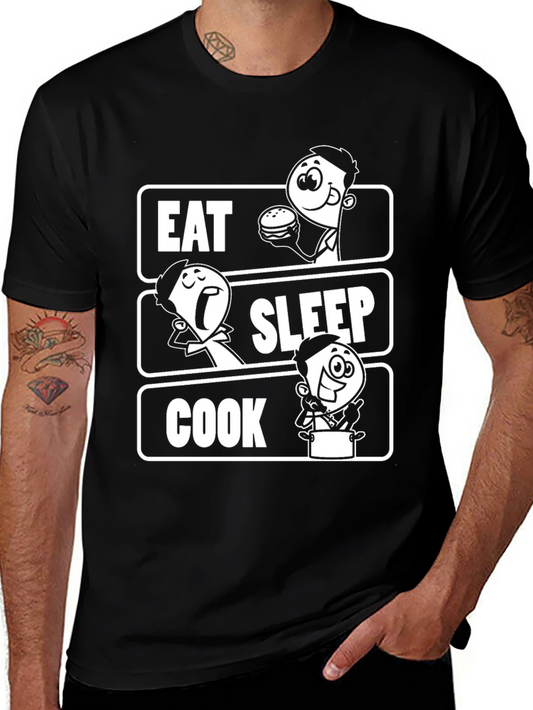 Eat Sleep Cook Graphic Tee - Chefs Humor