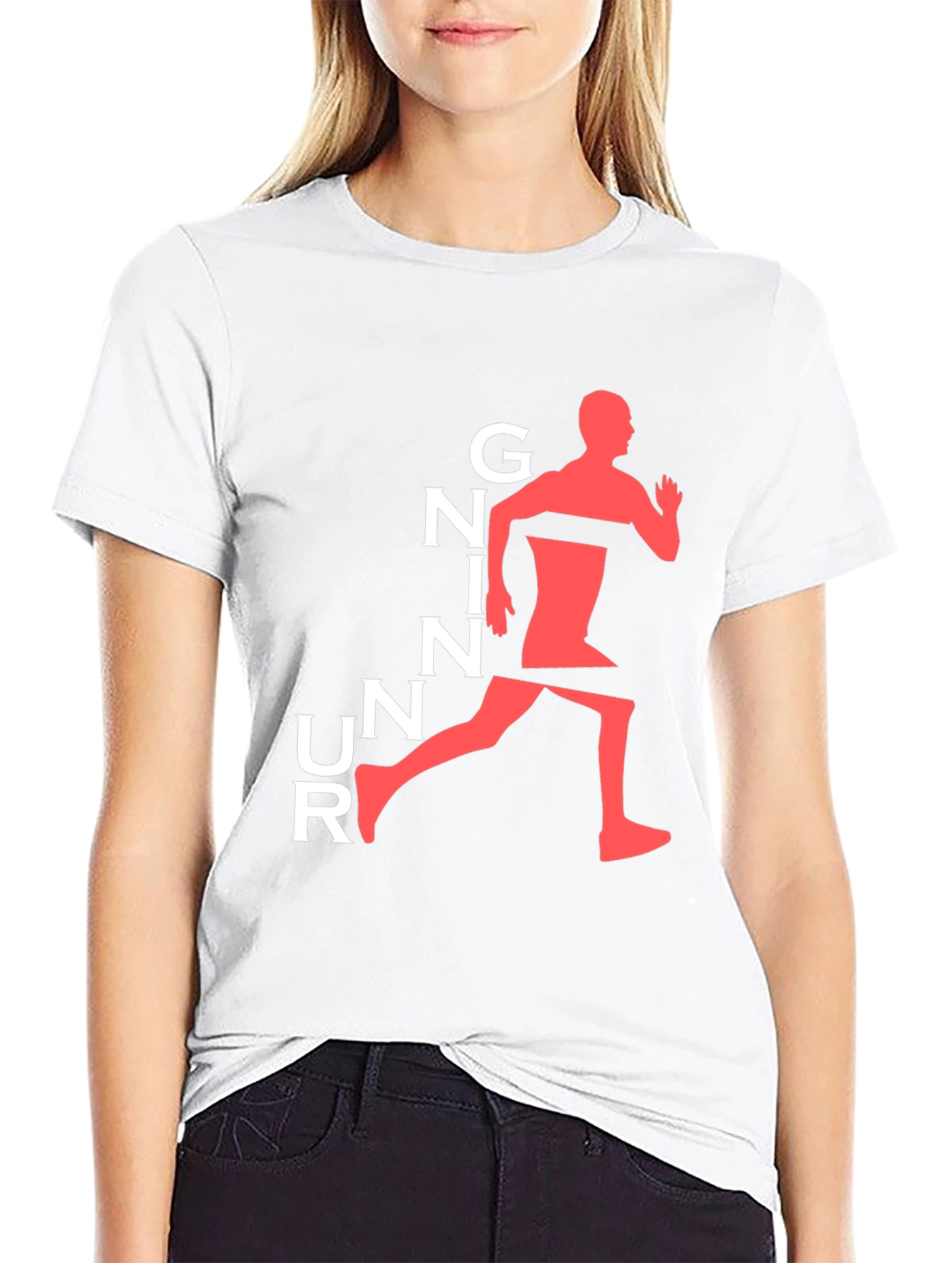 Running Man Graphic Tee - Black Cotton T-Shirt