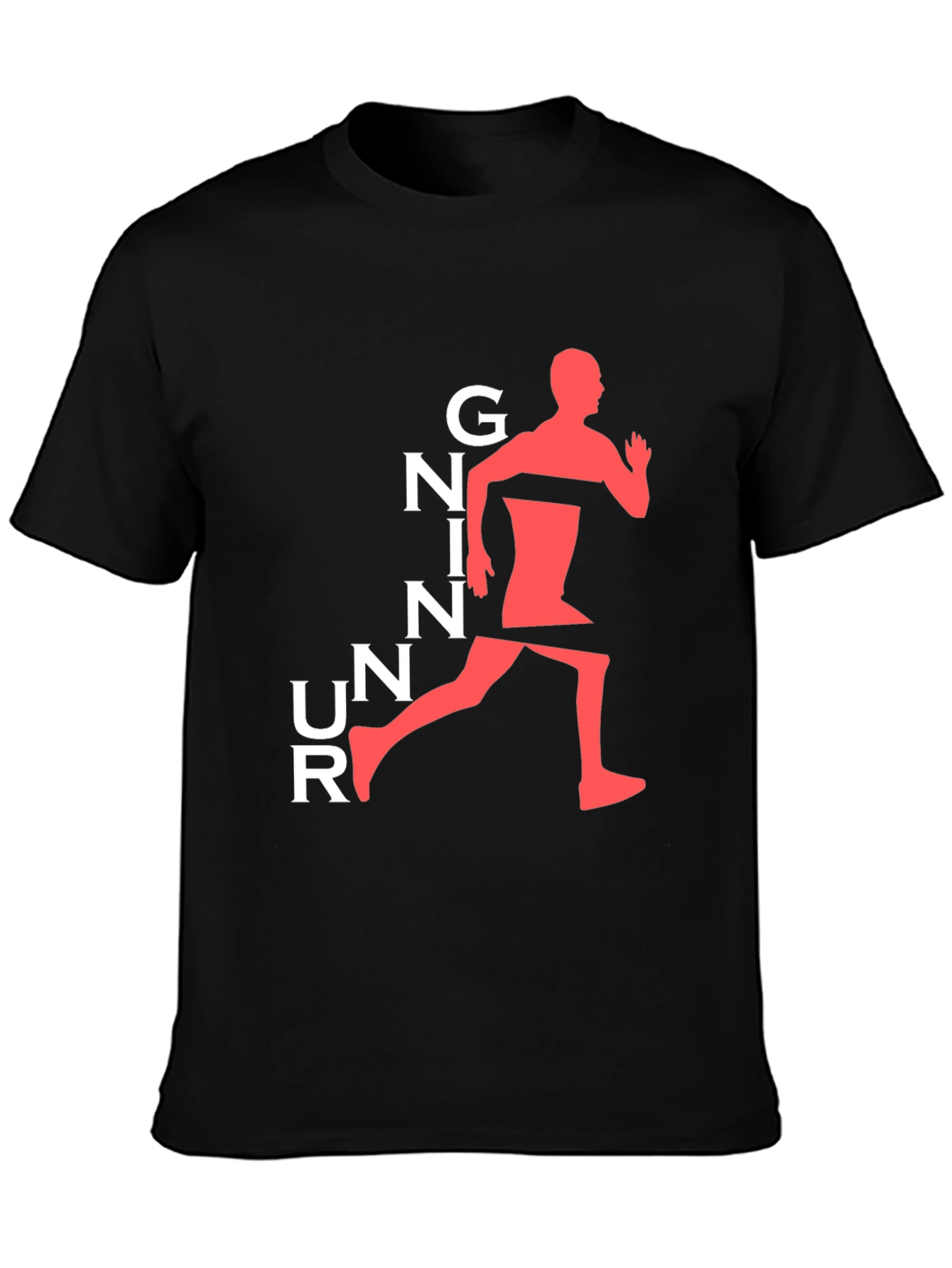 Running Man Graphic Tee - Black Cotton T-Shirt