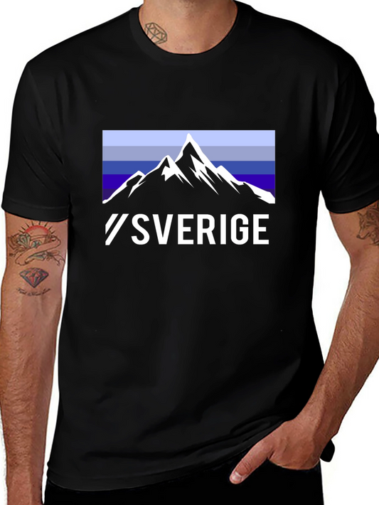 Sverige Mountain Graphic T-Shirt - Black