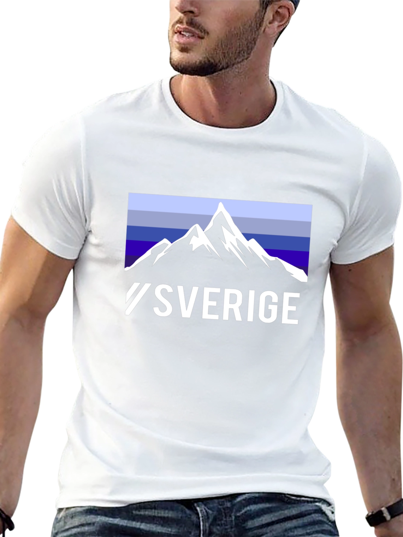Sverige Mountain Graphic T-Shirt - Black