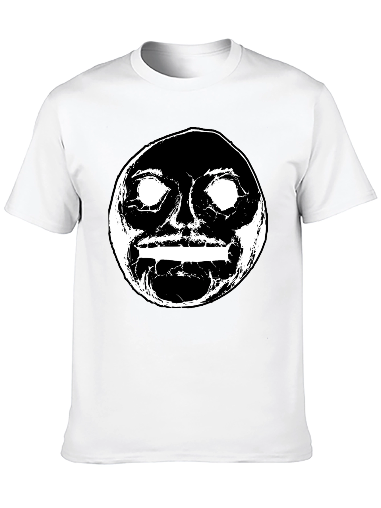 Abstract Face Graphic Black Crewneck T-Shirt