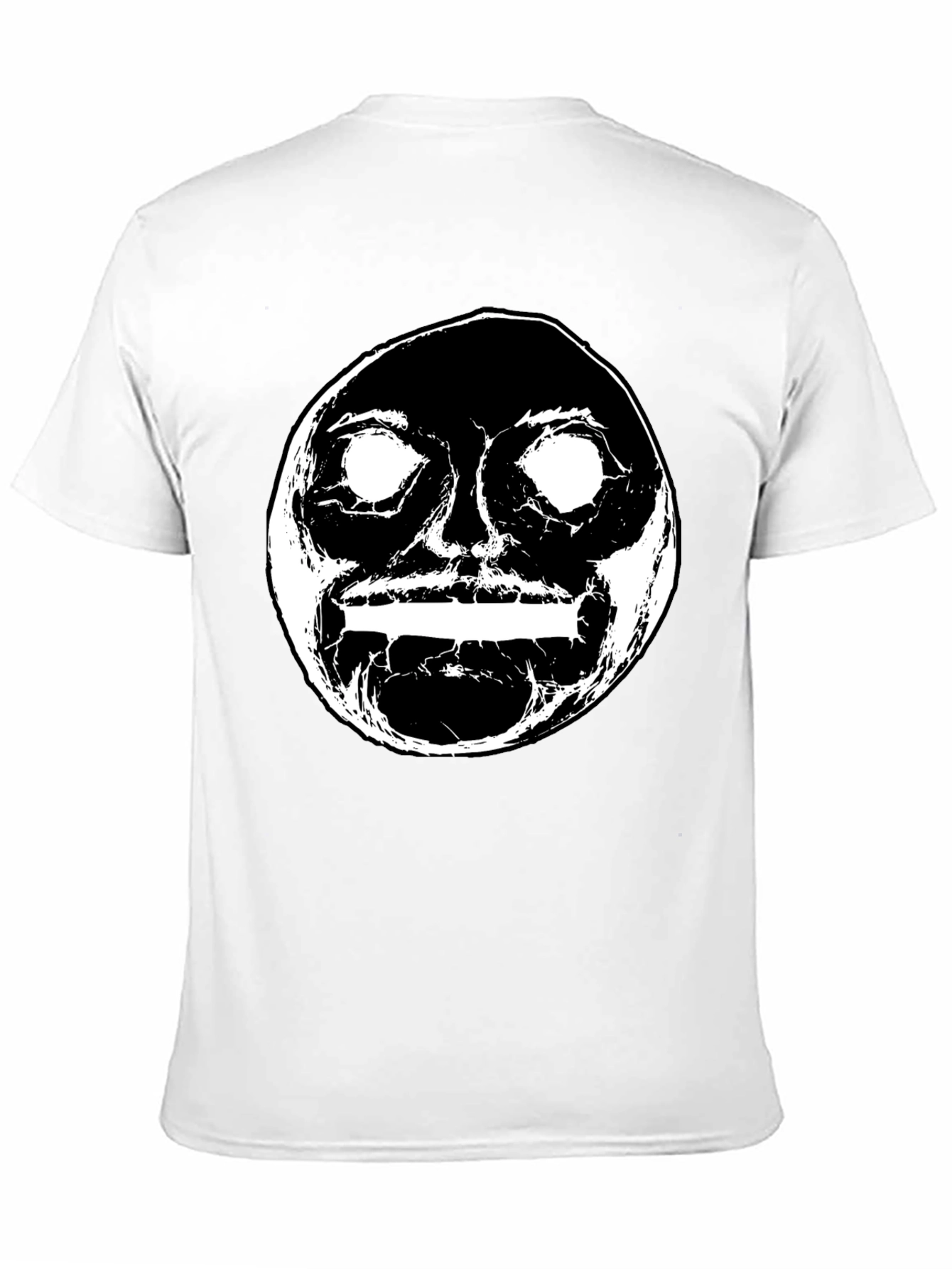 Abstract Face Graphic Black Crewneck T-Shirt