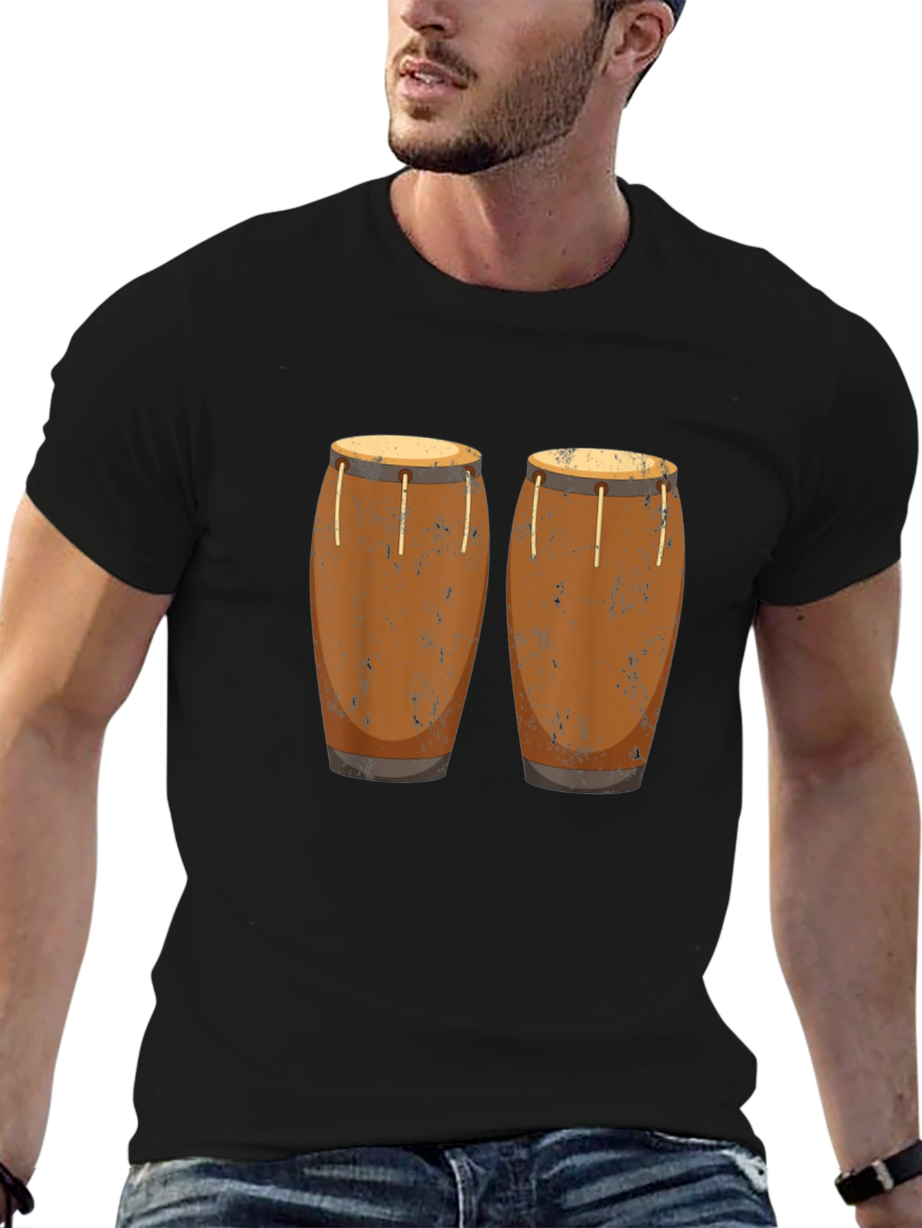 Conga Drum Graphic Tee - Black Unisex T-Shirt