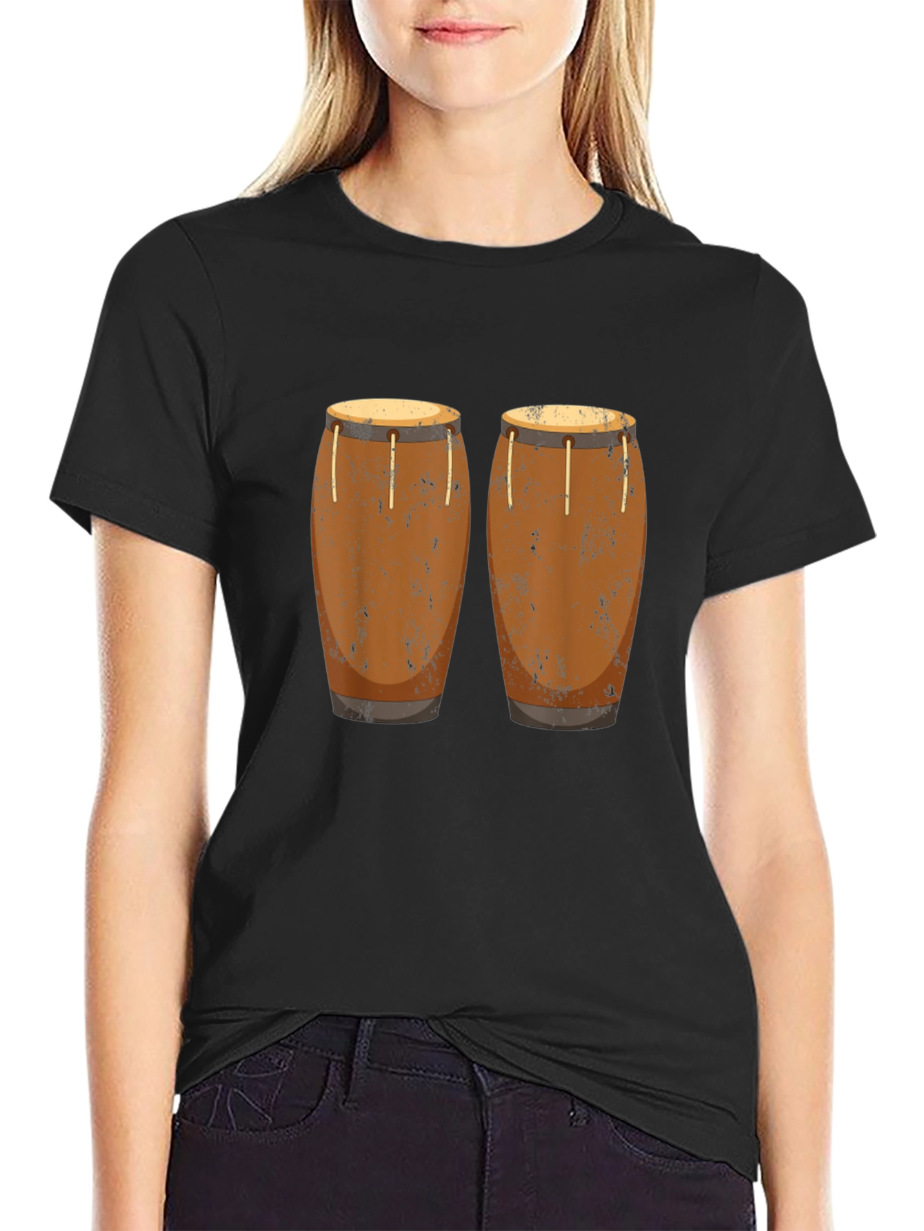 Conga Drum Graphic Tee - Black Unisex T-Shirt