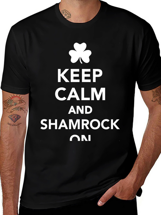 Keep Calm Shamrock On Black T-Shirt - St. Patricks Day