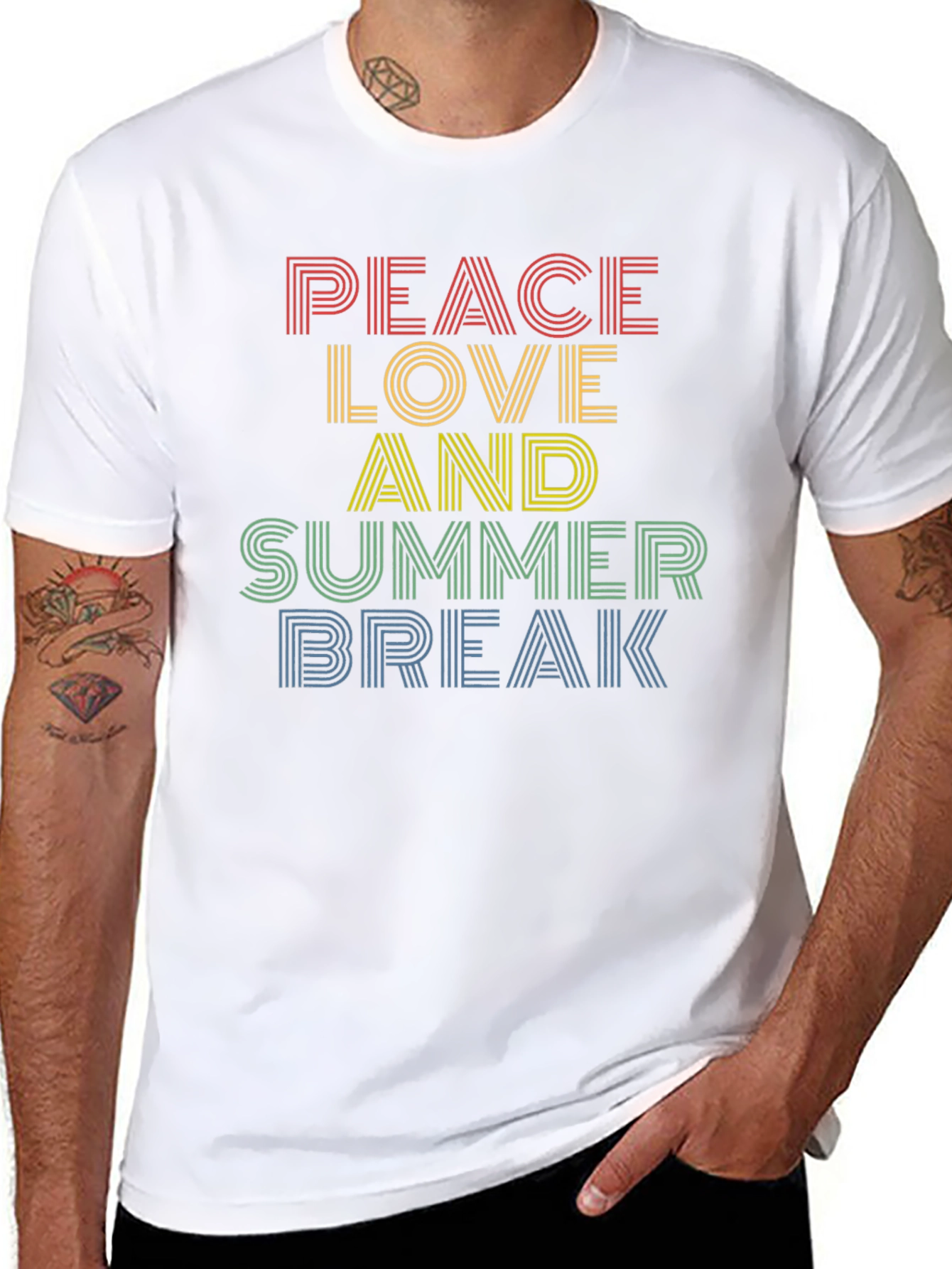 Peace Love Summer Break Retro T-Shirt