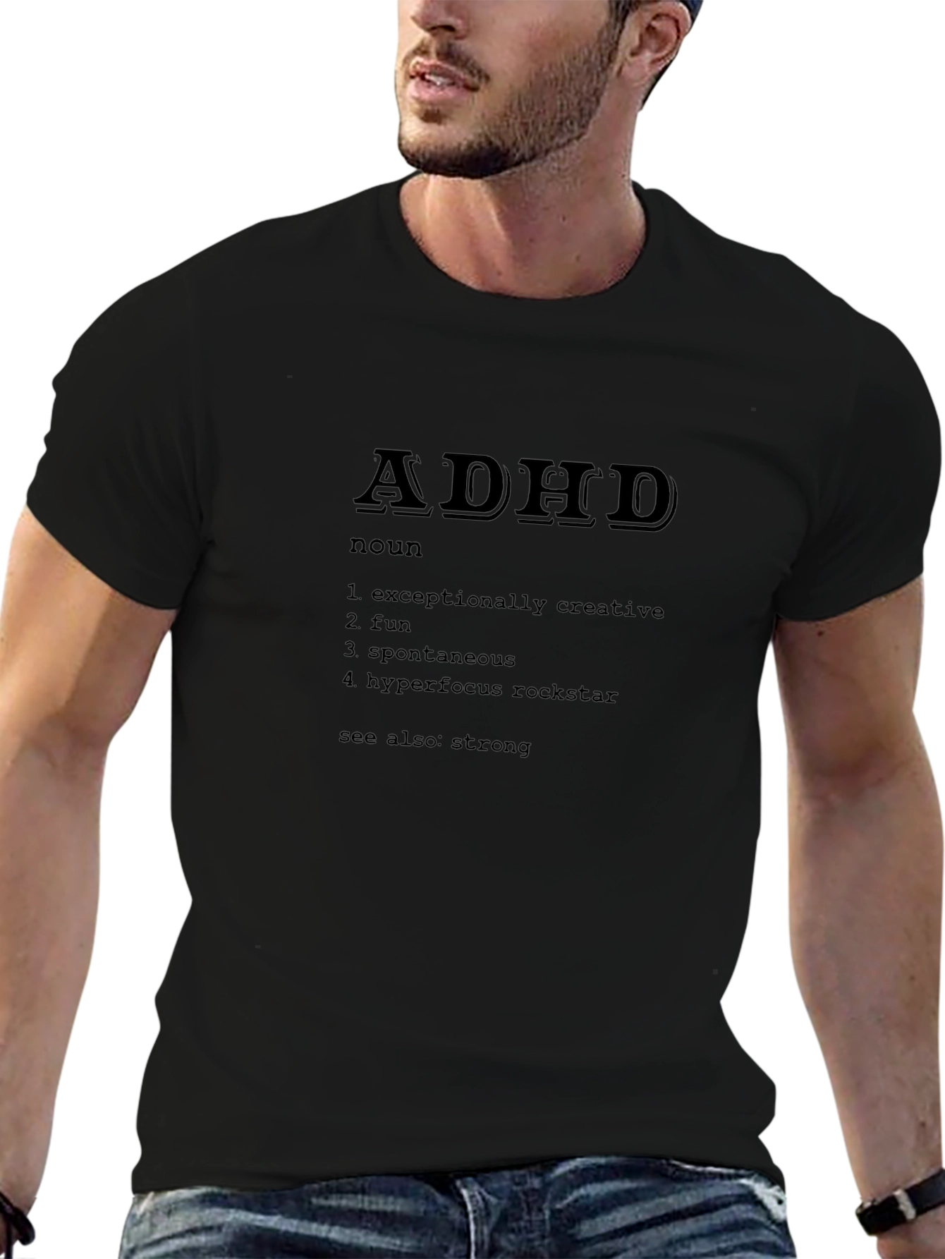 ADHD Definition Black T-Shirt Creative Fun Rockstar