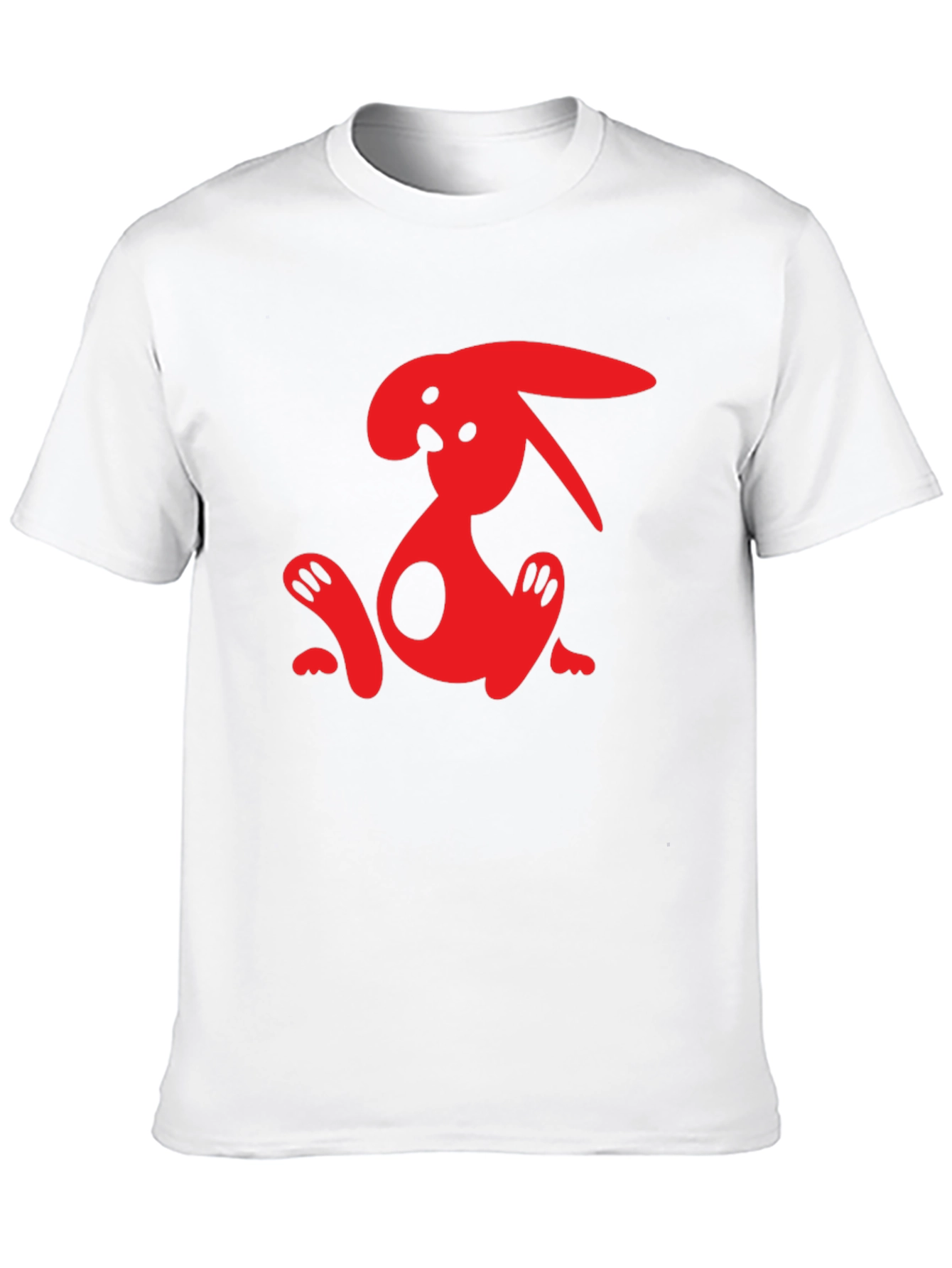 Cool Red Bunny Graphic Black T-Shirt