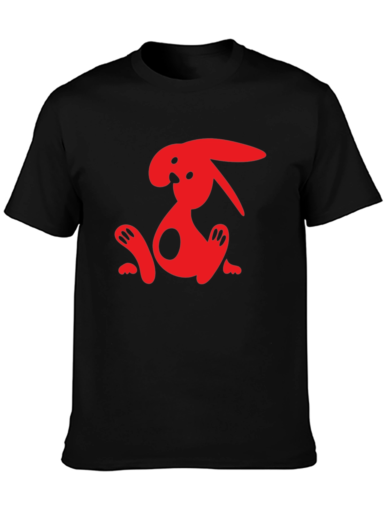 Cool Red Bunny Graphic Black T-Shirt