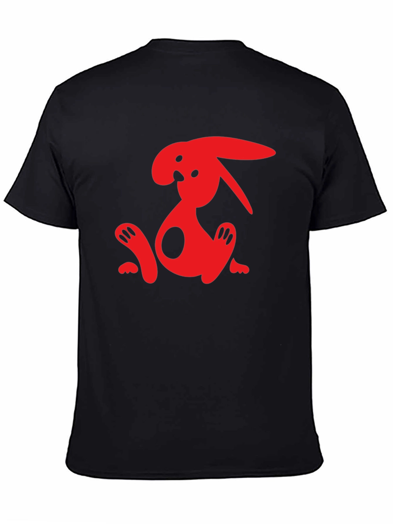 Cool Red Bunny Graphic Black T-Shirt