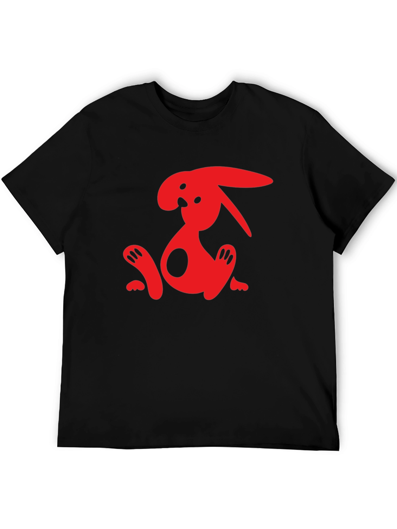 Cool Red Bunny Graphic Black T-Shirt