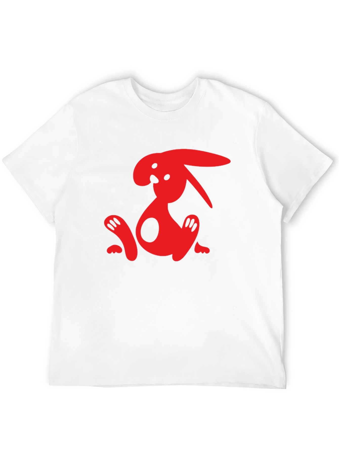 Cool Red Bunny Graphic Black T-Shirt