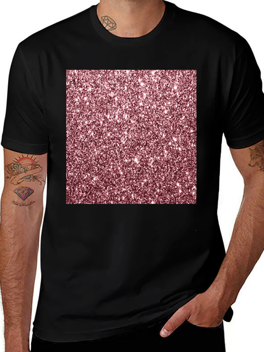 Sparkling Glitter Graphic Black T-Shirt