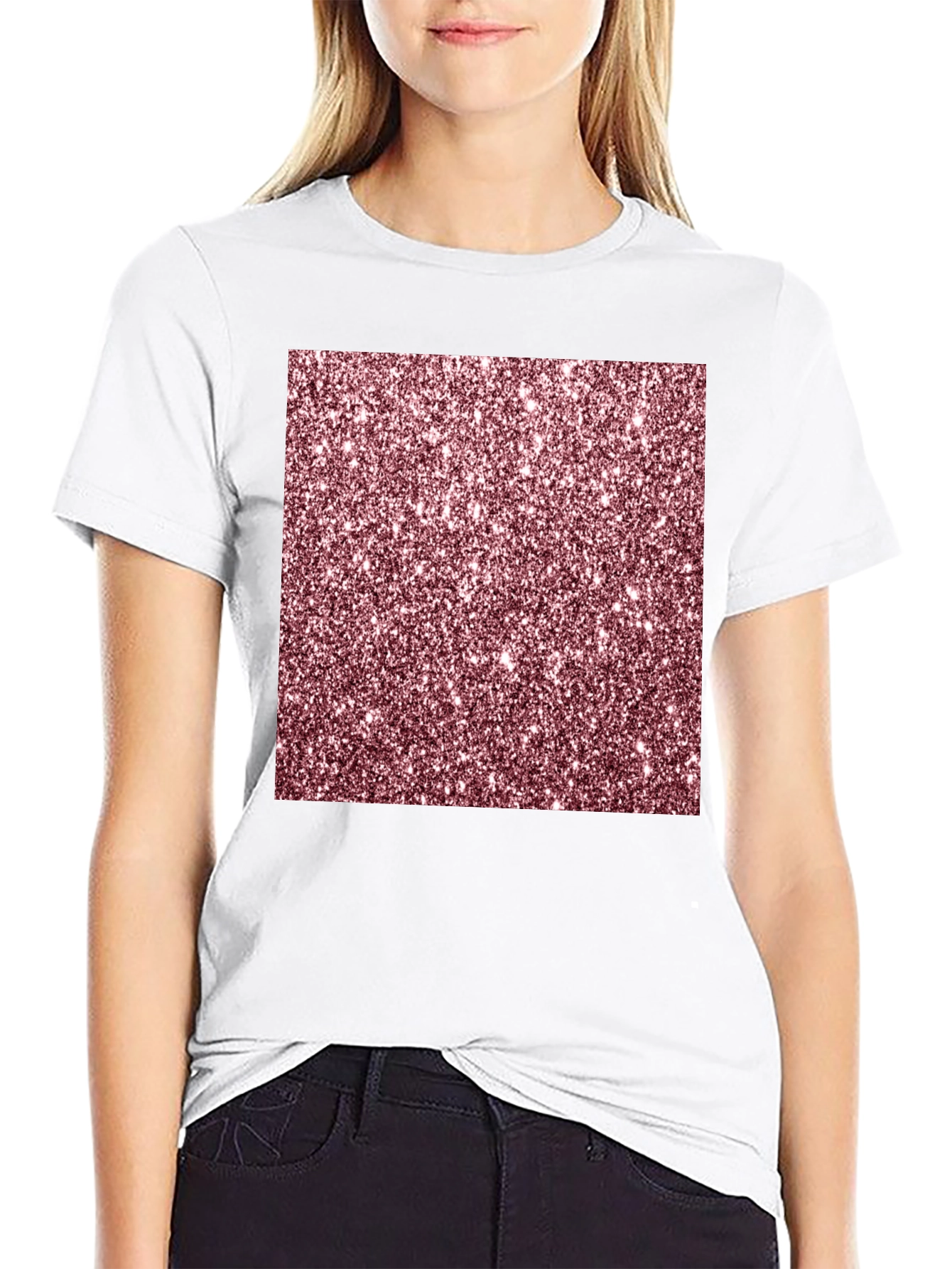 Sparkling Glitter Graphic Black T-Shirt
