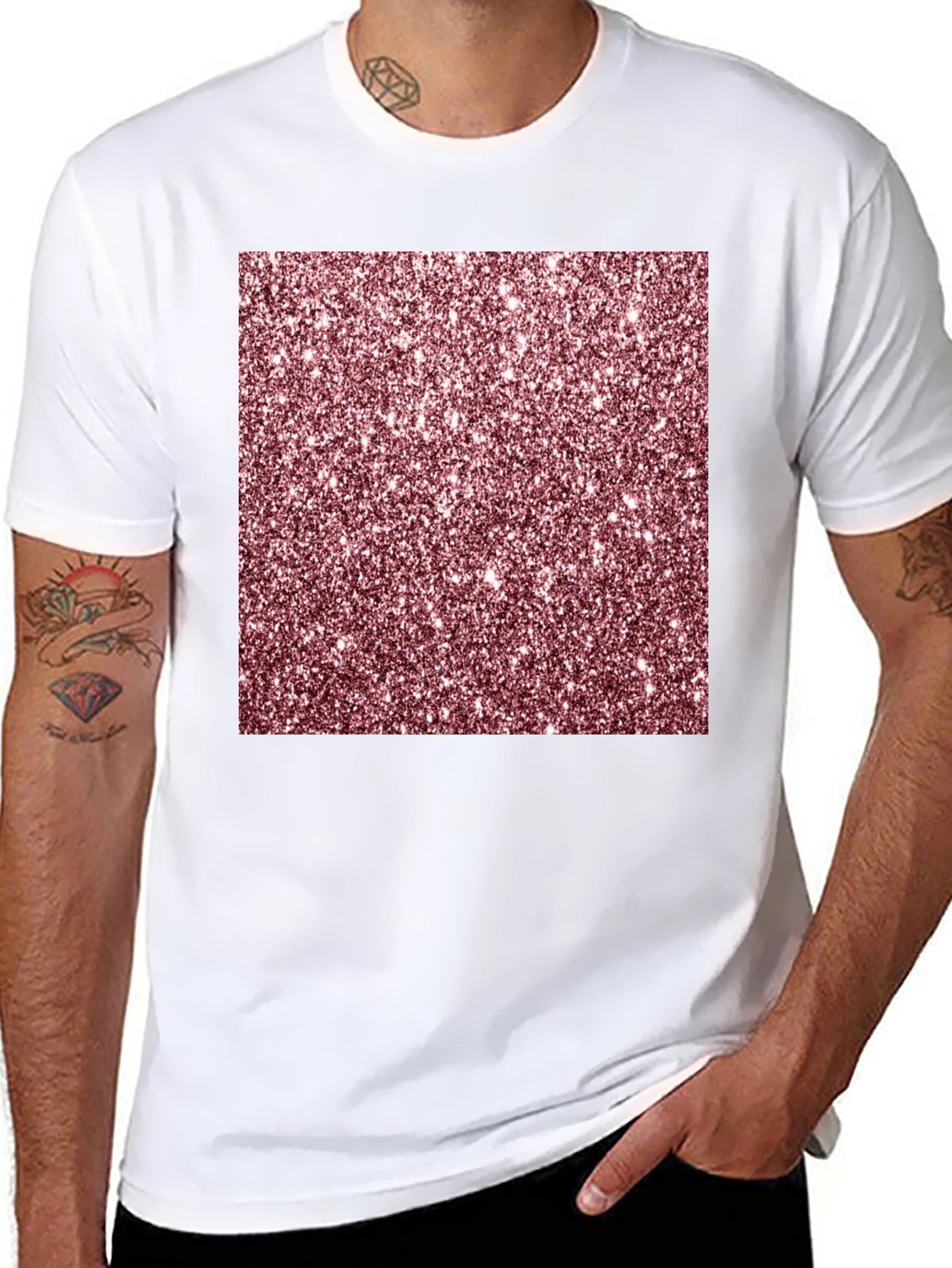 Sparkling Glitter Graphic Black T-Shirt
