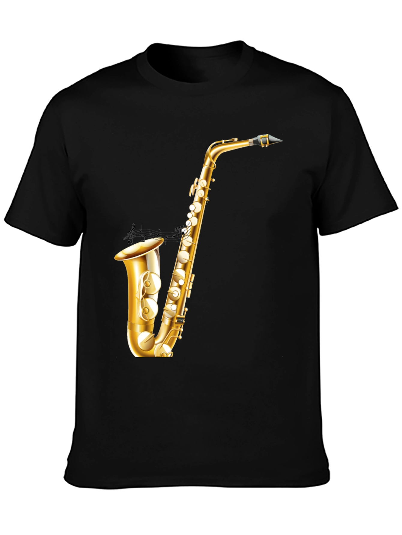 Saxophone Graphic Tee - Musician Style Black T-Shirt