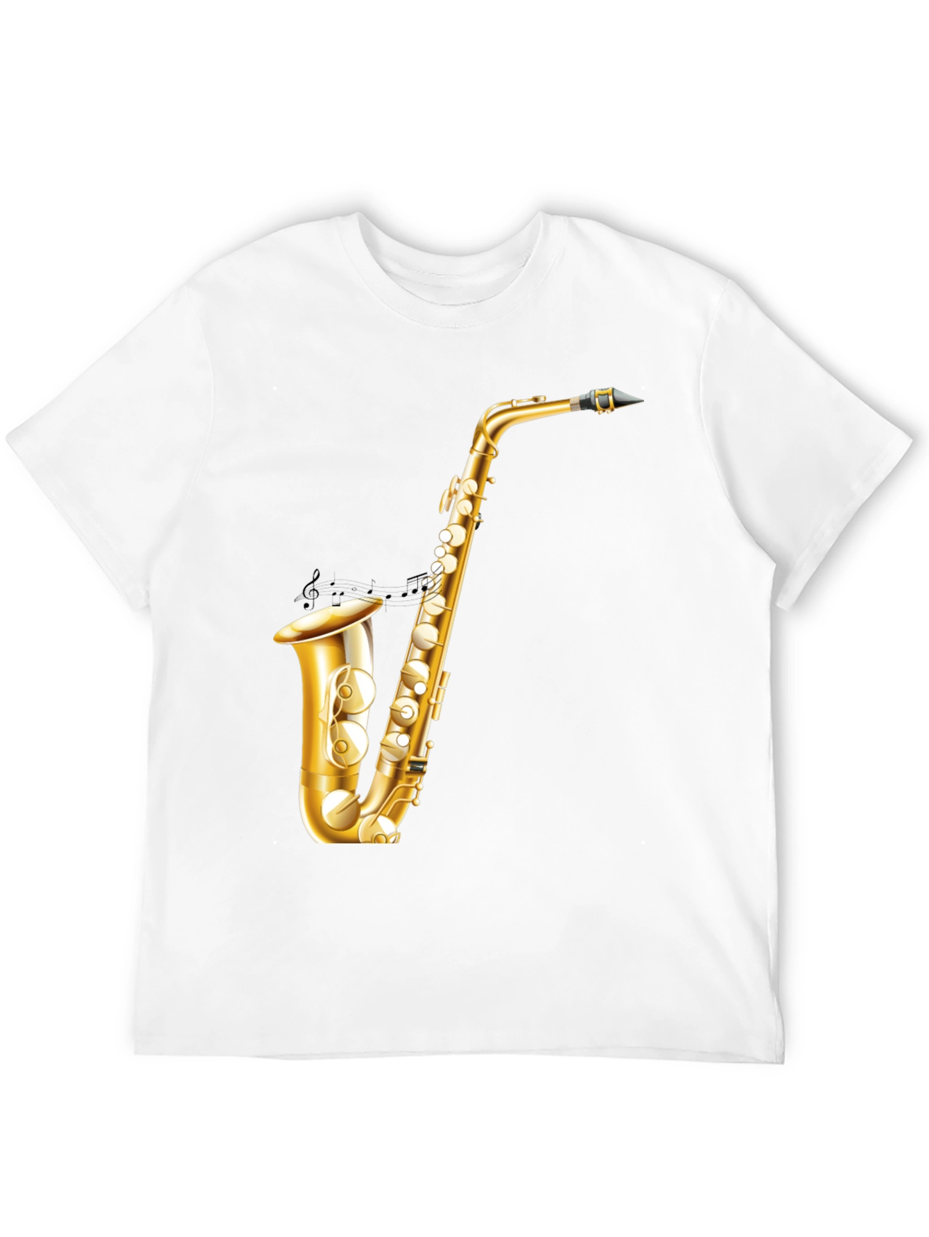 Saxophone Graphic Tee - Musician Style Black T-Shirt
