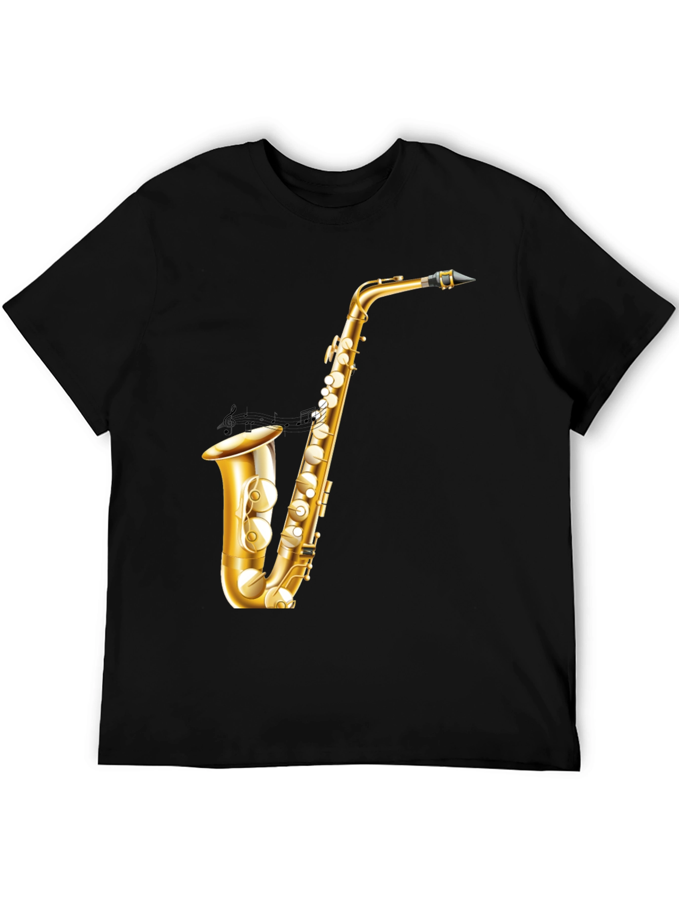 Saxophone Graphic Tee - Musician Style Black T-Shirt