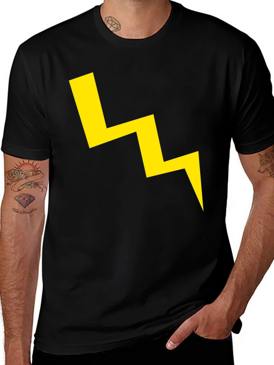Black T-Shirt with Yellow Lightning Bolt Graphic