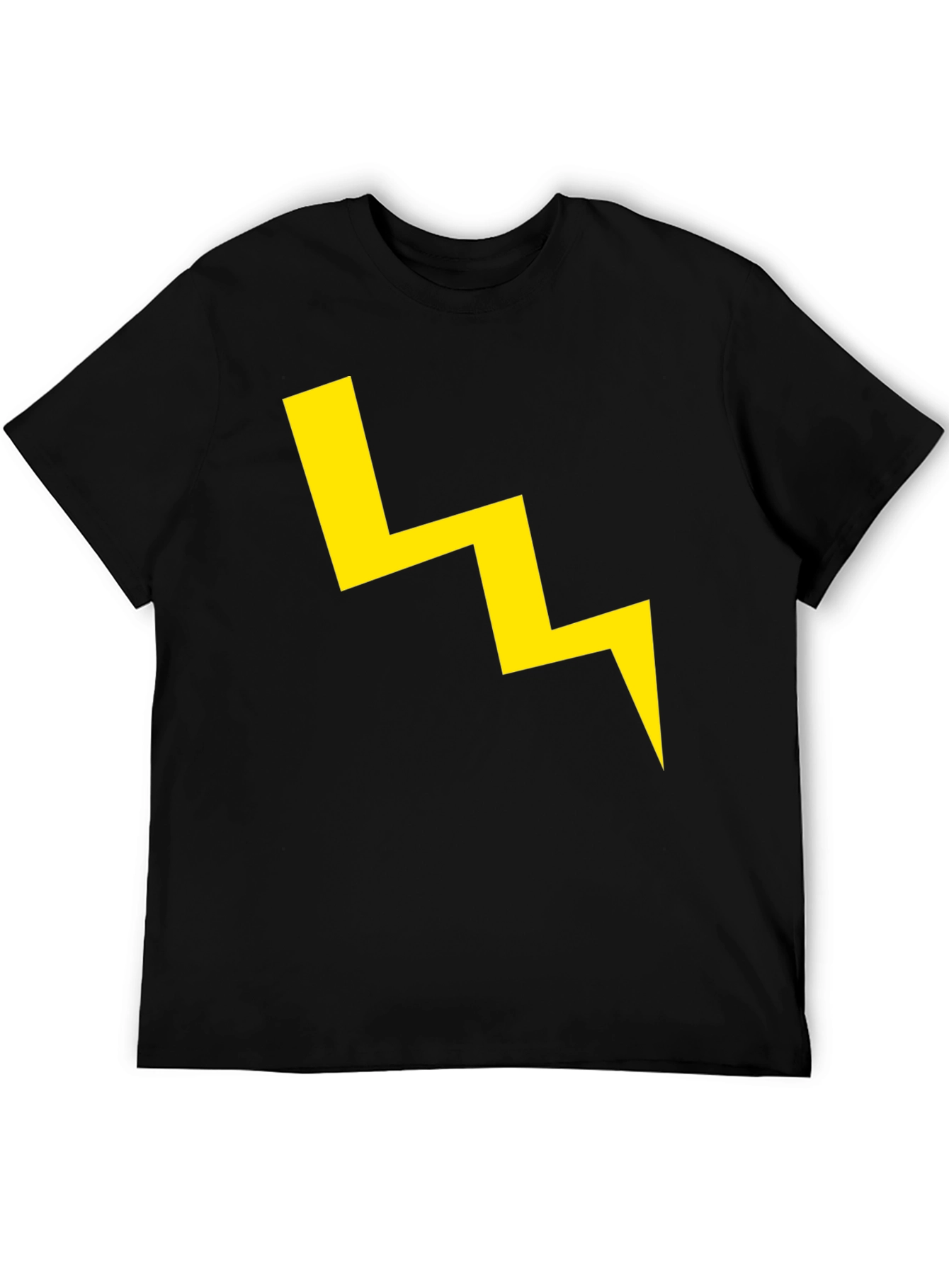 Black T-Shirt with Yellow Lightning Bolt Graphic