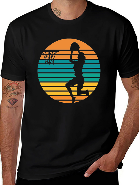 Retro Sunset Basketball T-Shirt