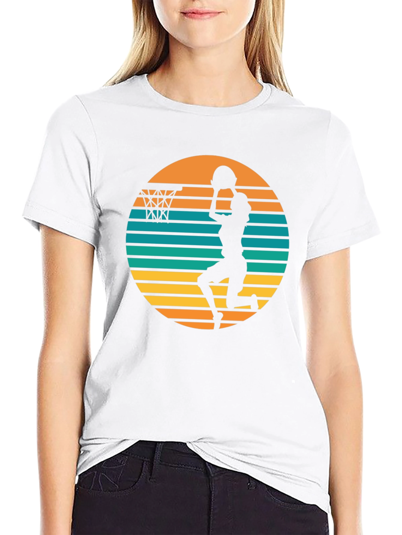 Retro Sunset Basketball T-Shirt