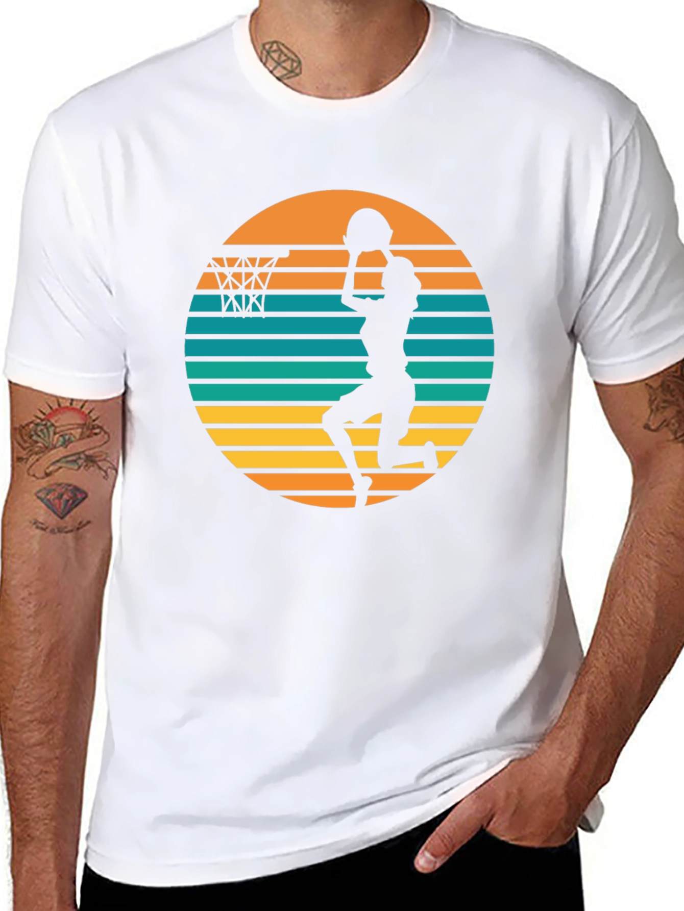 Retro Sunset Basketball T-Shirt