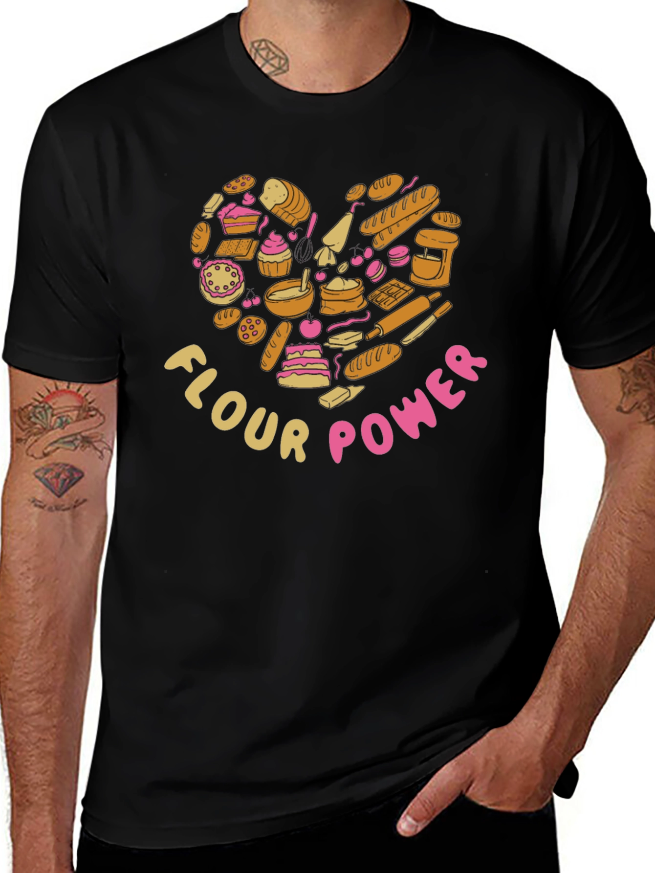 Flour Power Bakers Heart Graphic T-Shirt