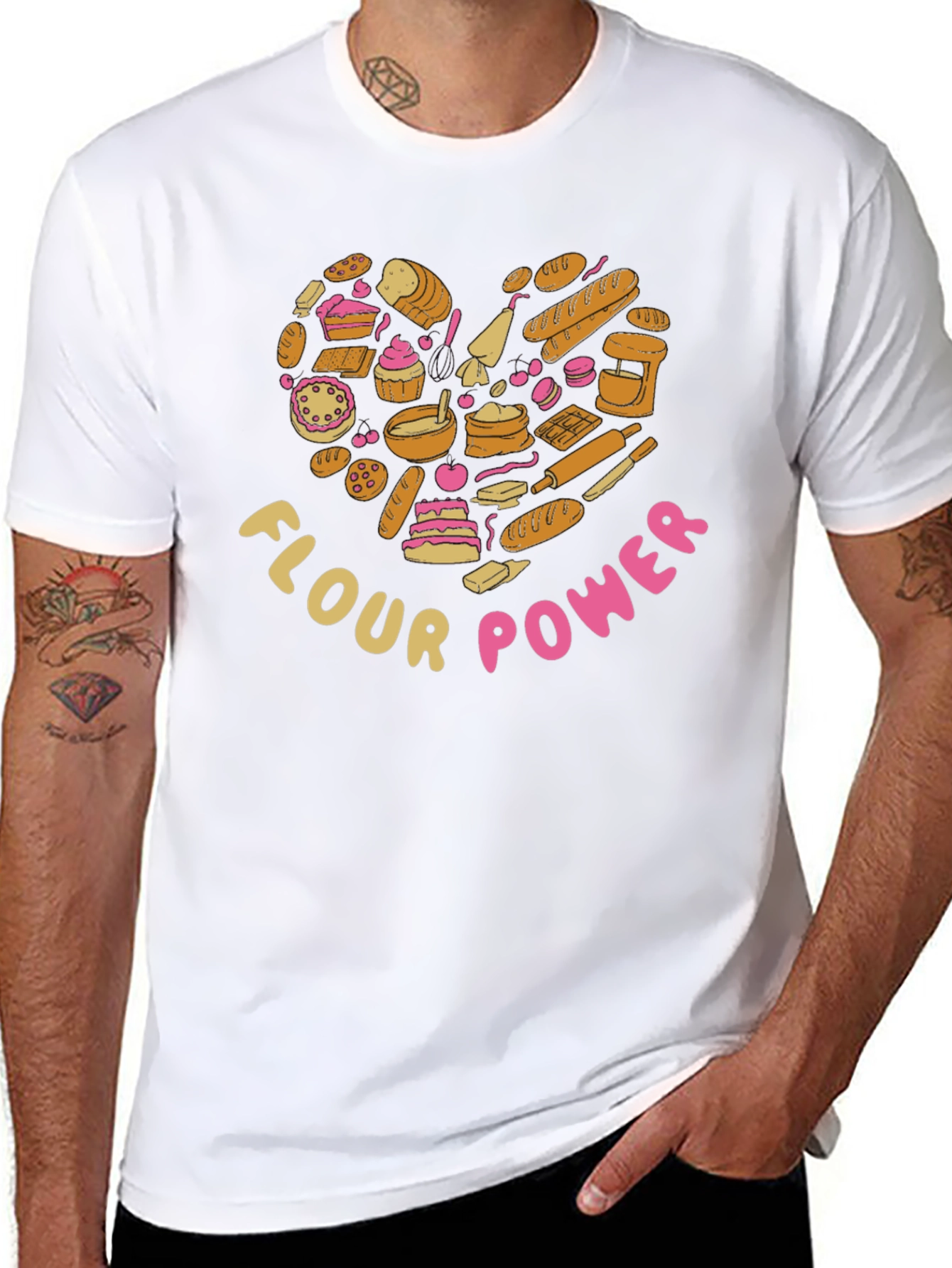 Flour Power Bakers Heart Graphic T-Shirt