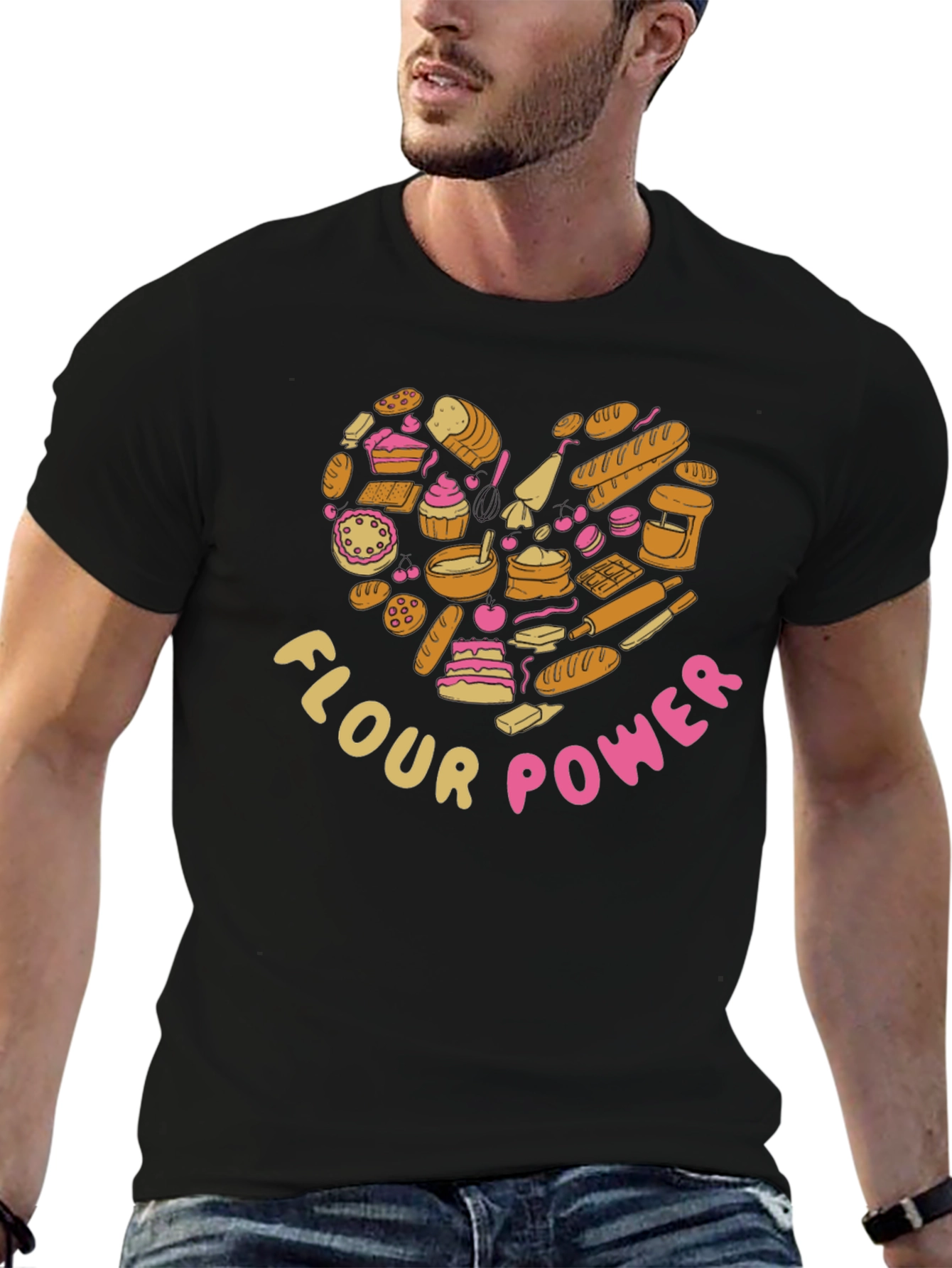 Flour Power Bakers Heart Graphic T-Shirt