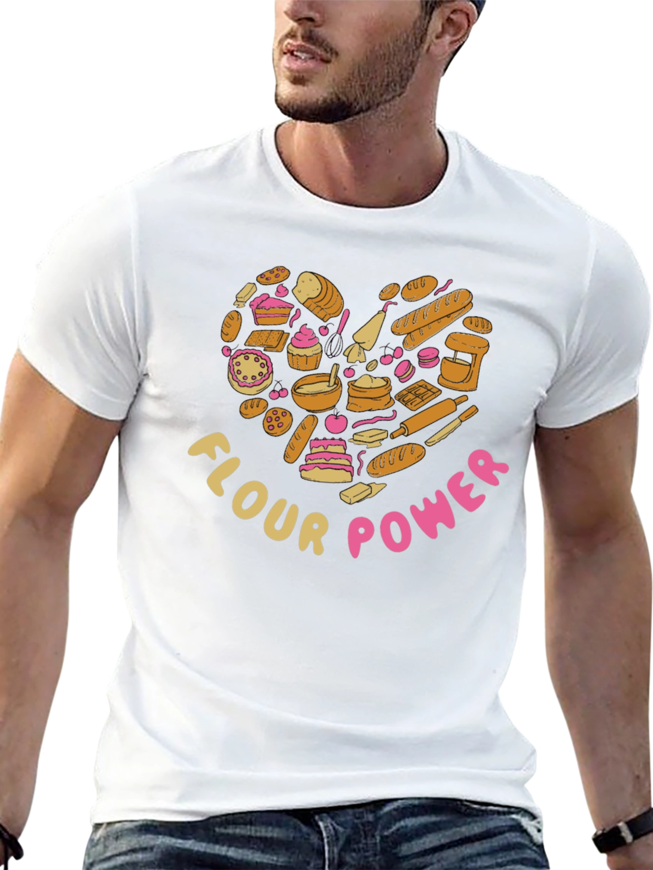 Flour Power Bakers Heart Graphic T-Shirt