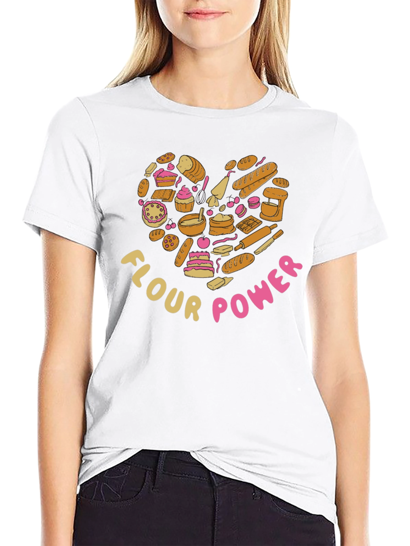 Flour Power Bakers Heart Graphic T-Shirt