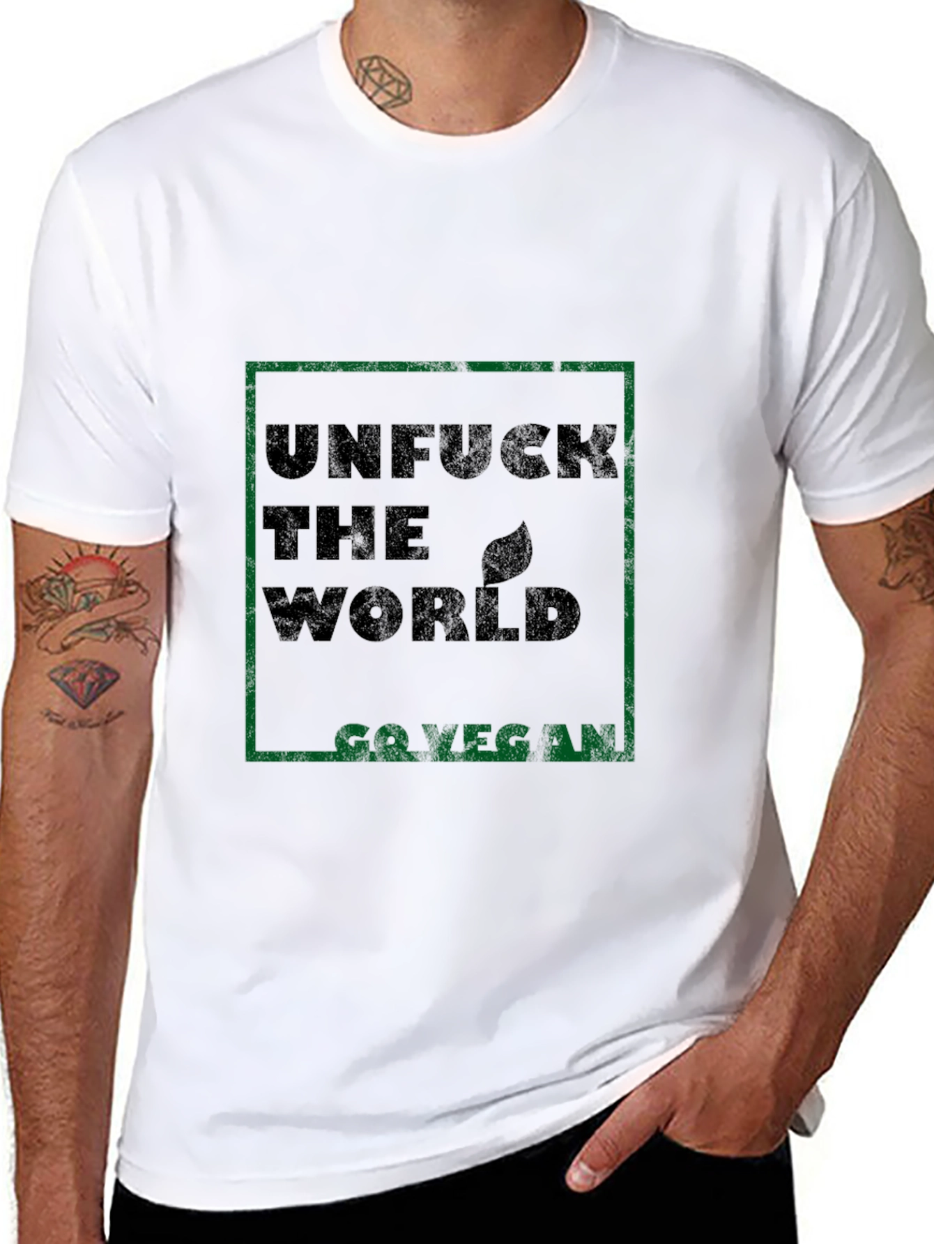 Unfuck the World Go Vegan Black T-Shirt