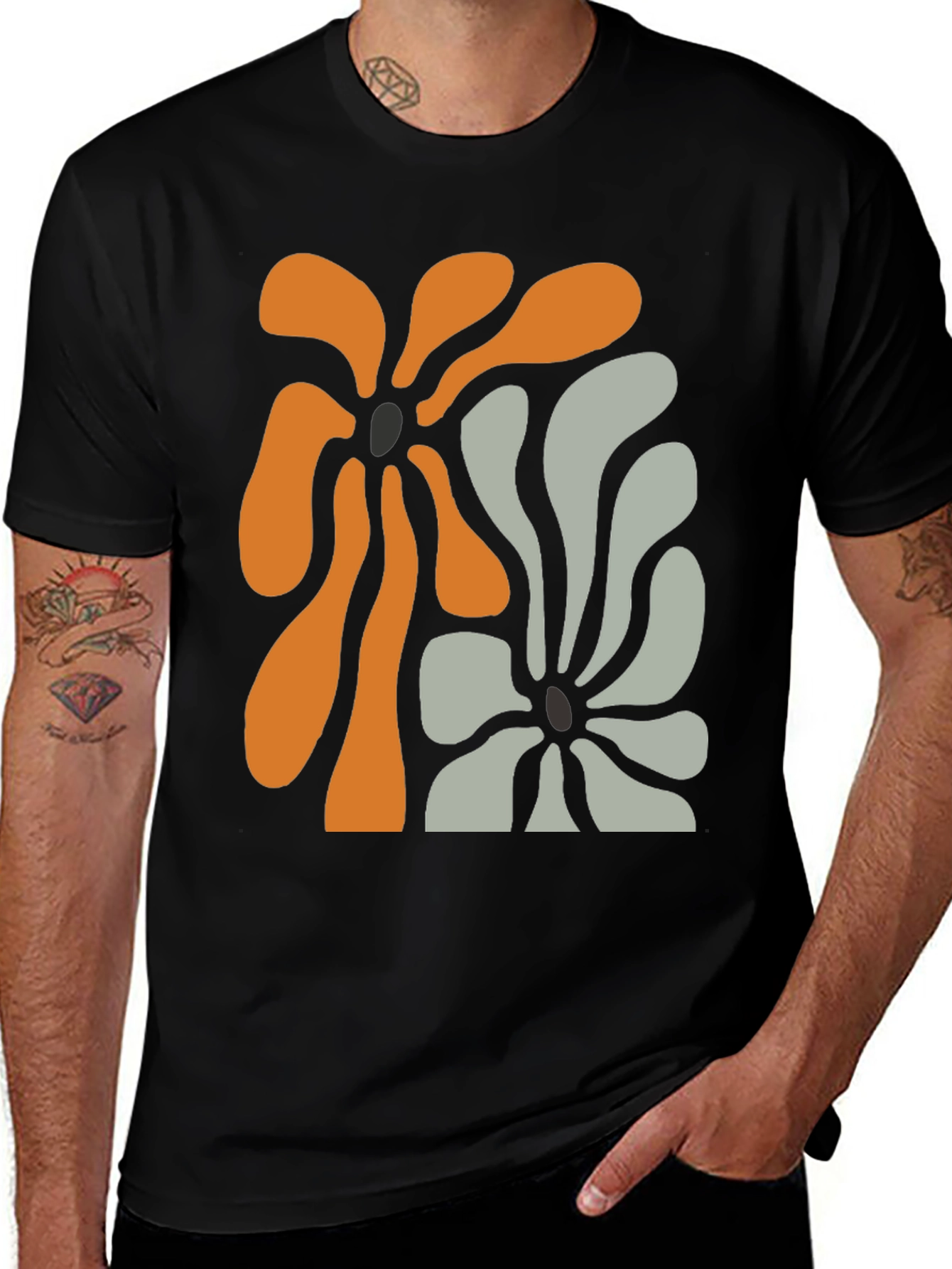 Abstract Floral Graphic Tee - Modern Design T-Shirt