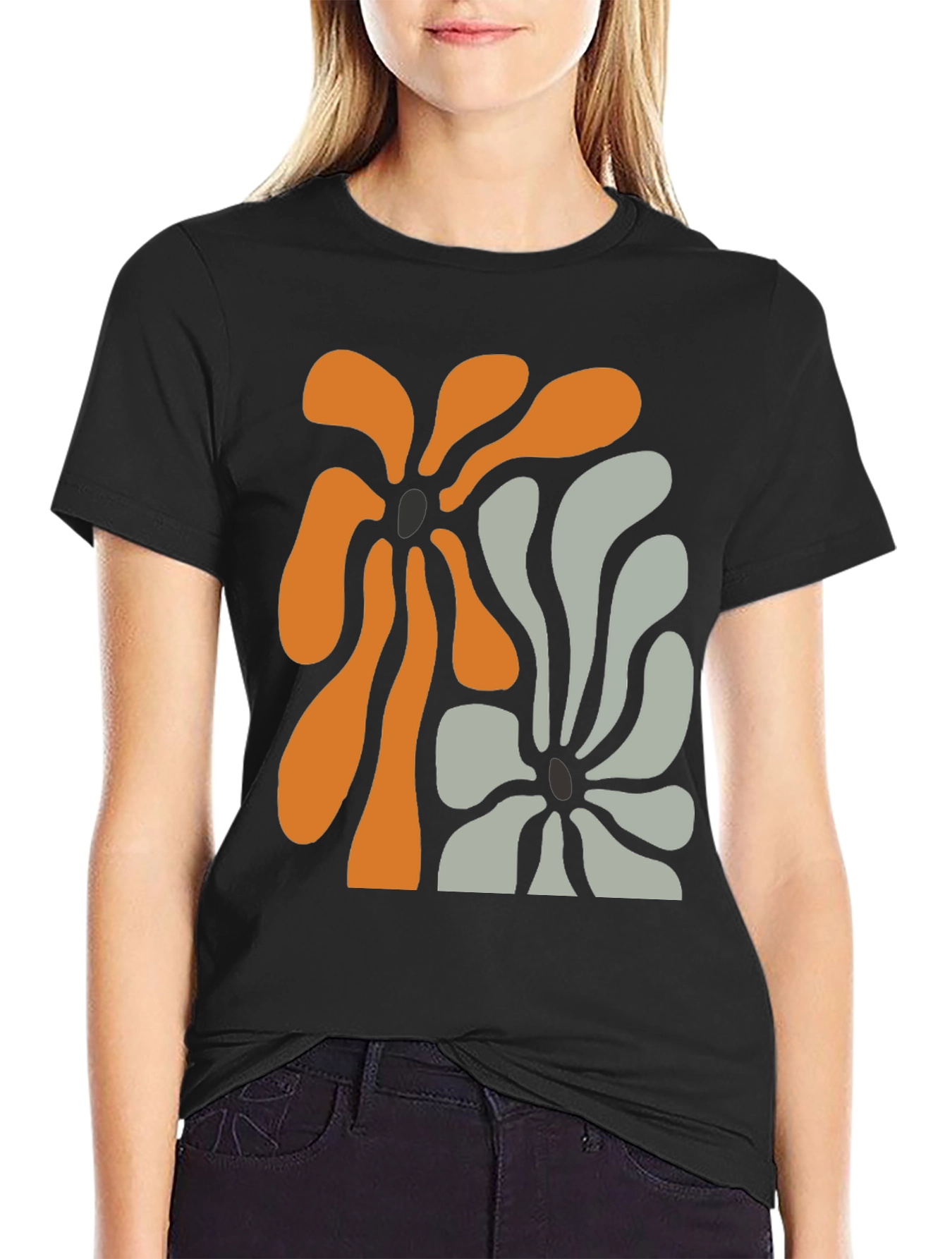 Abstract Floral Graphic Tee - Modern Design T-Shirt