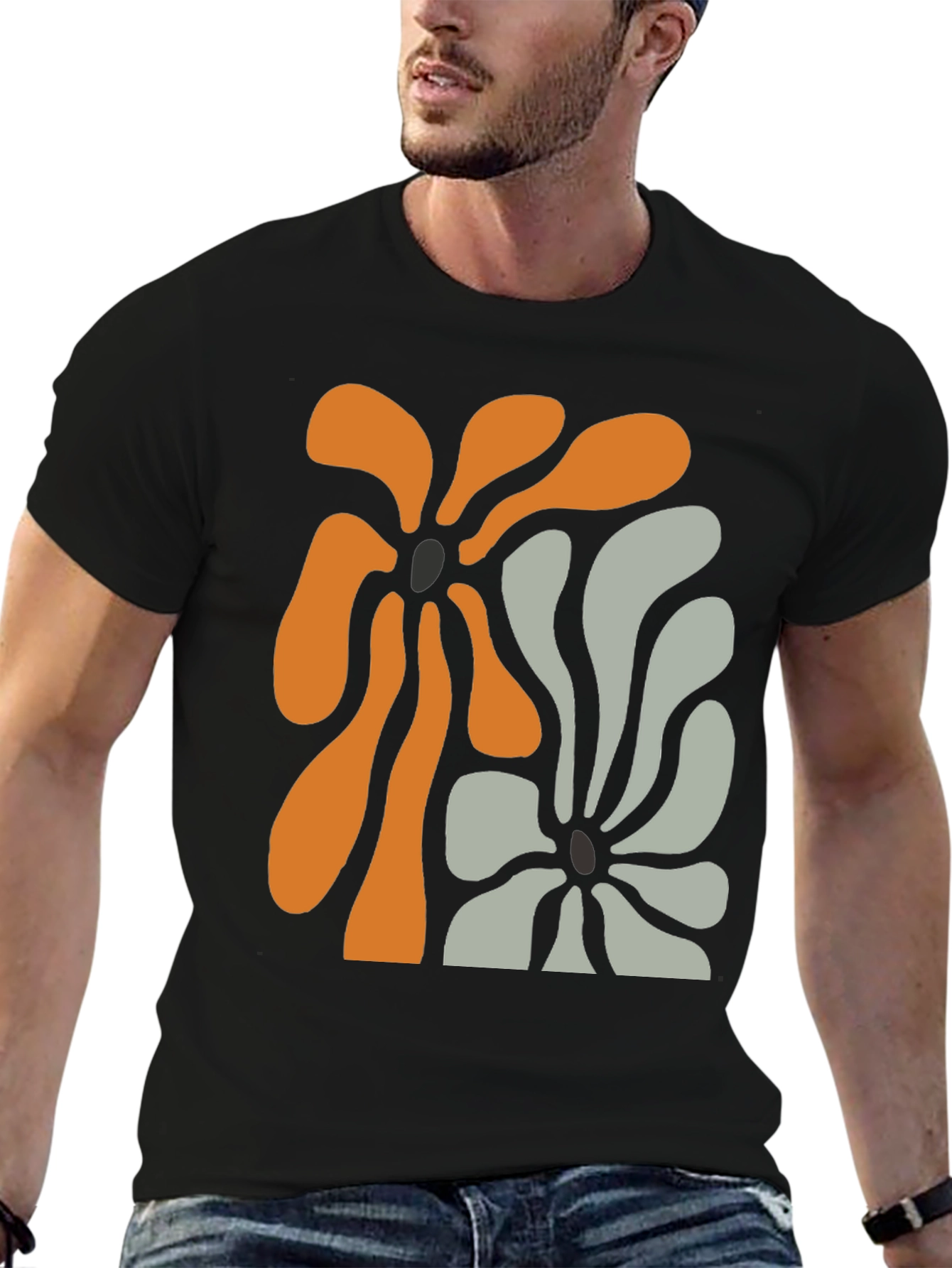 Abstract Floral Graphic Tee - Modern Design T-Shirt