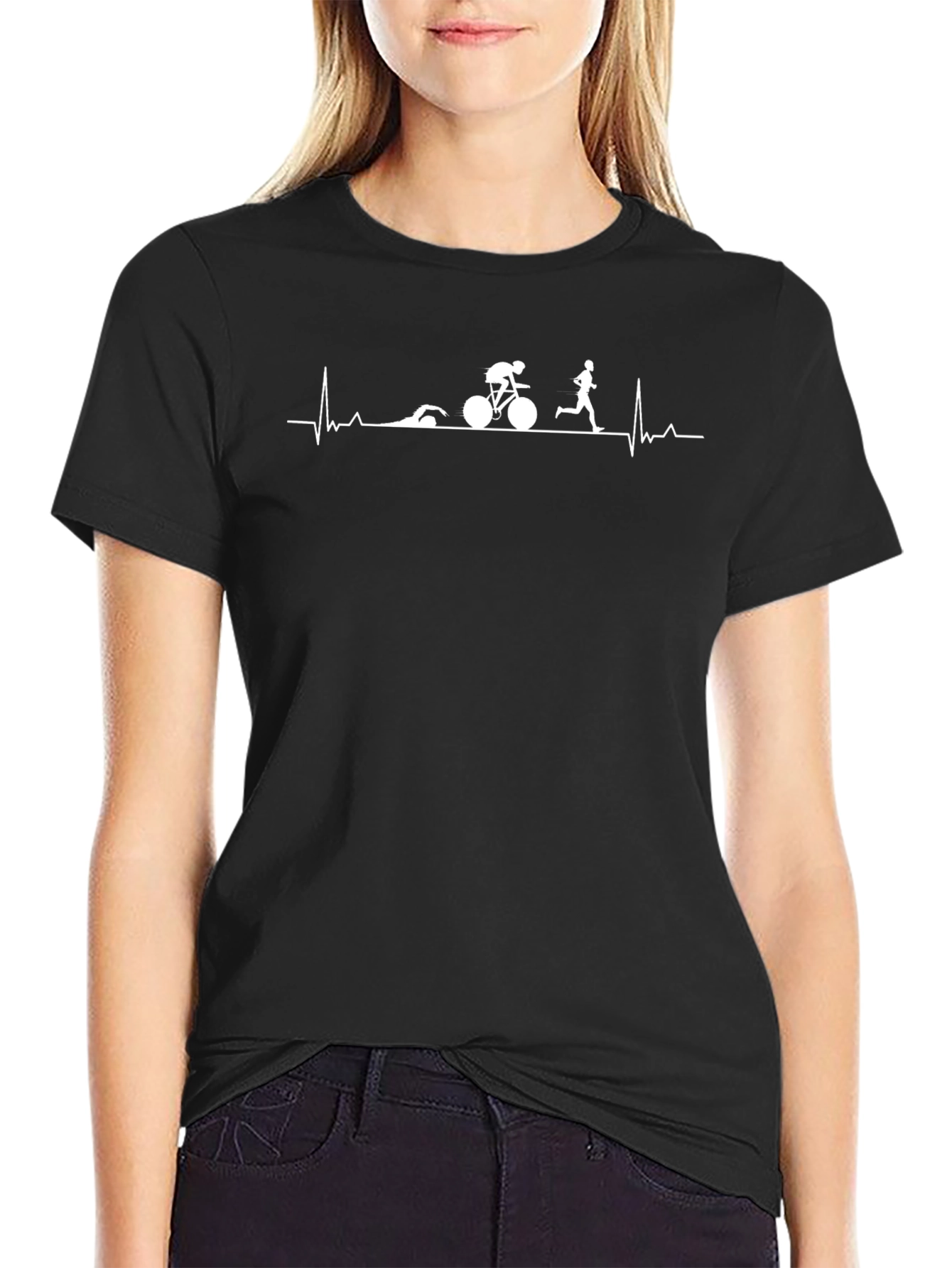 Triathlon Heartbeat T-Shirt - Swim Bike Run